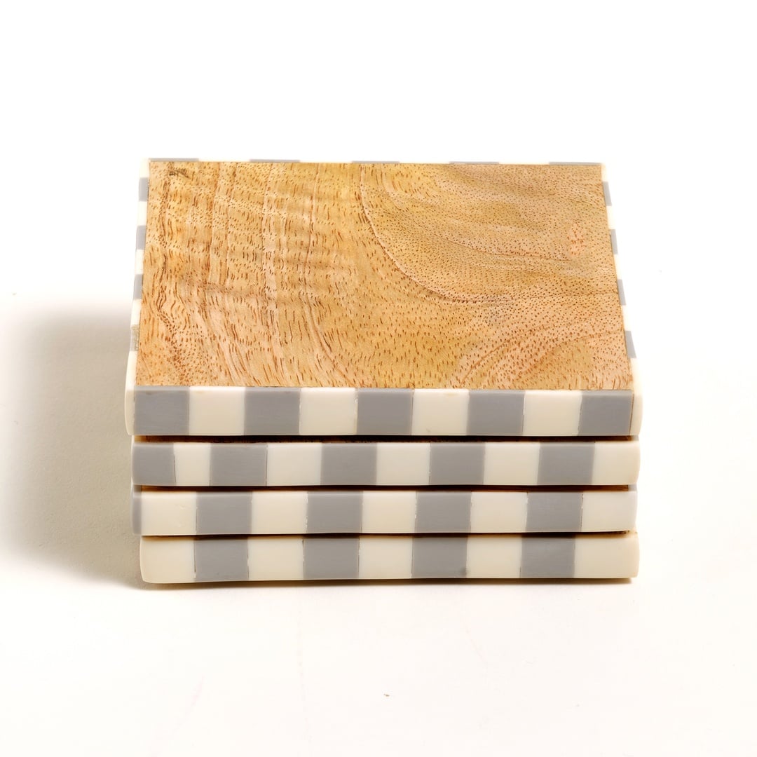 Nohar Mango Ağacı Bardak Altlığı 10x10x4 Cm Natural - Grı