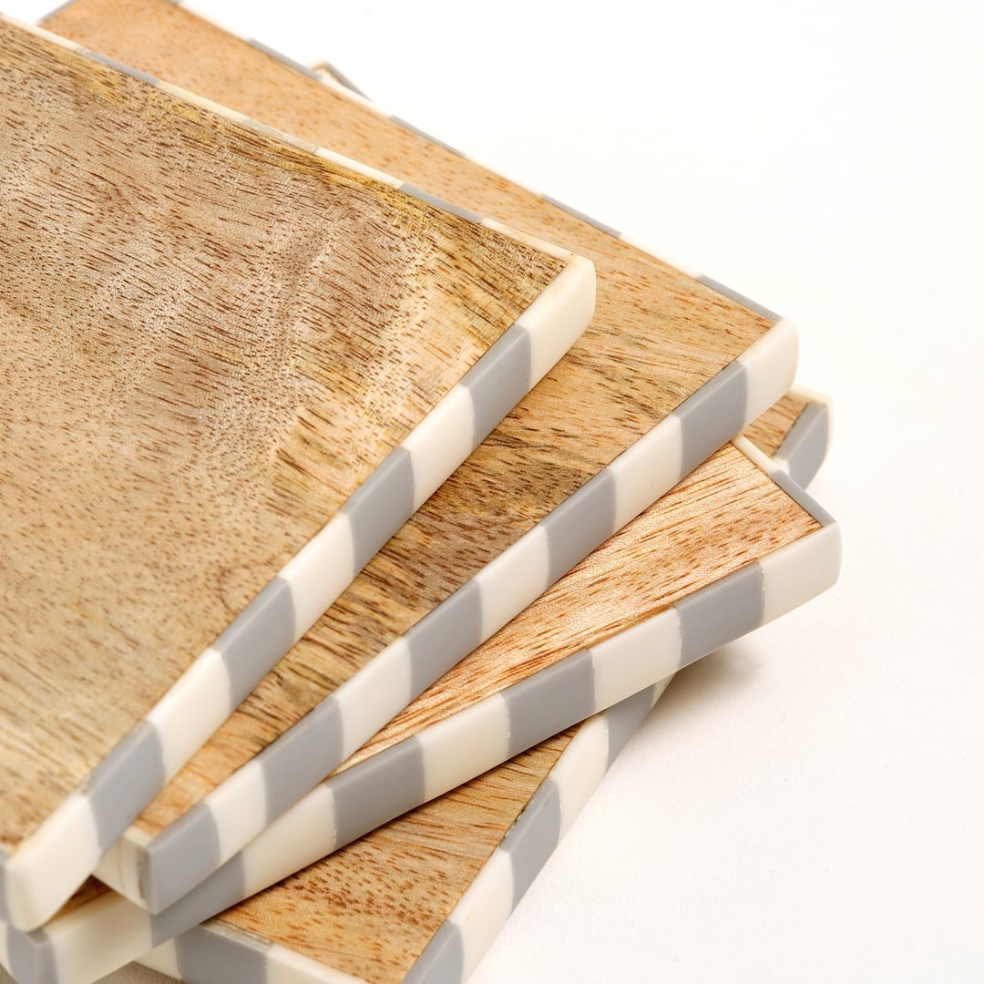 Nohar Mango Ağacı Bardak Altlığı 10x10x4 Cm Natural - Grı