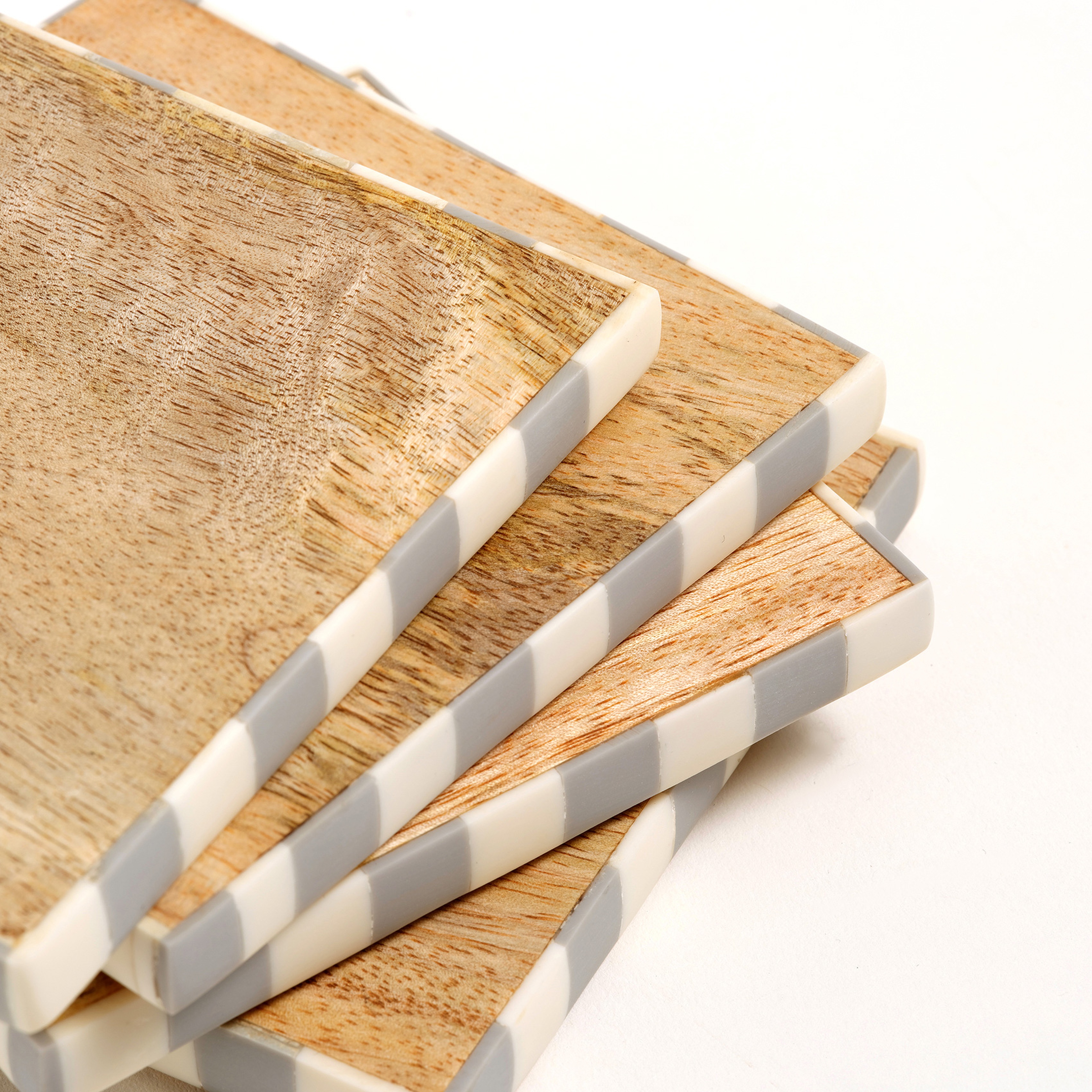 Nohar Mango Ağacı Bardak Altlığı 10x10x4 Cm Natural - Grı