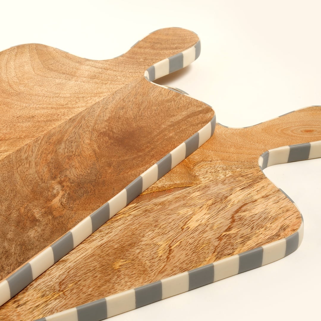 Nohar Mango Ağacı - Reçine Sunum Tahtası 41x22x2 Cm Natural - Grı