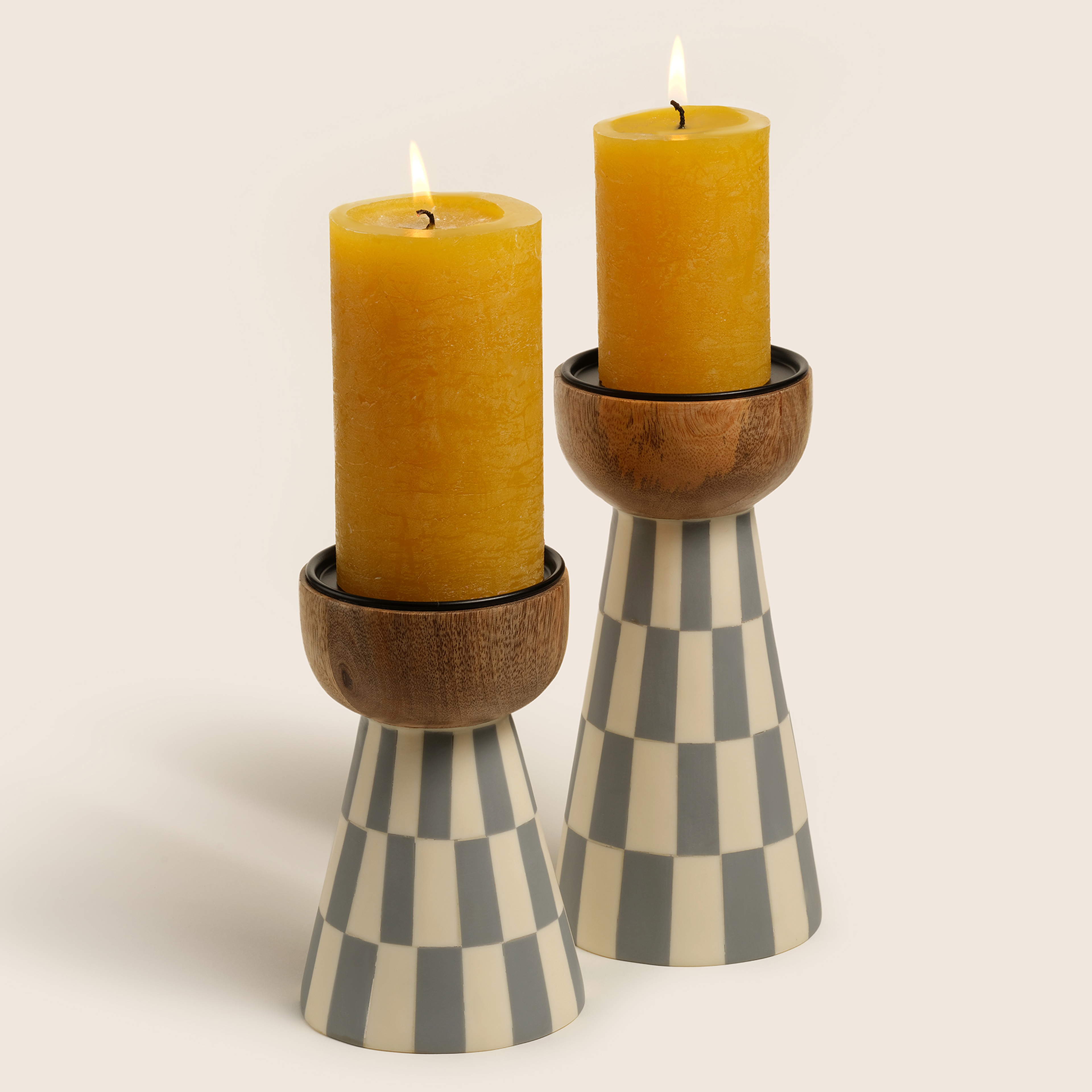 Nohar Mango Ağacı Mumluk 10x10x20 Cm Natural - Grı