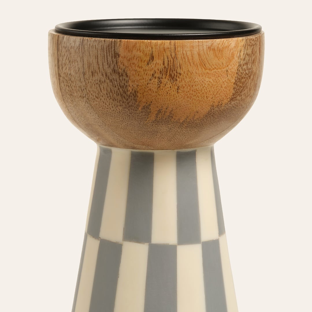 Nohar Mango Ağacı Mumluk 10x10x20 Cm Natural - Grı