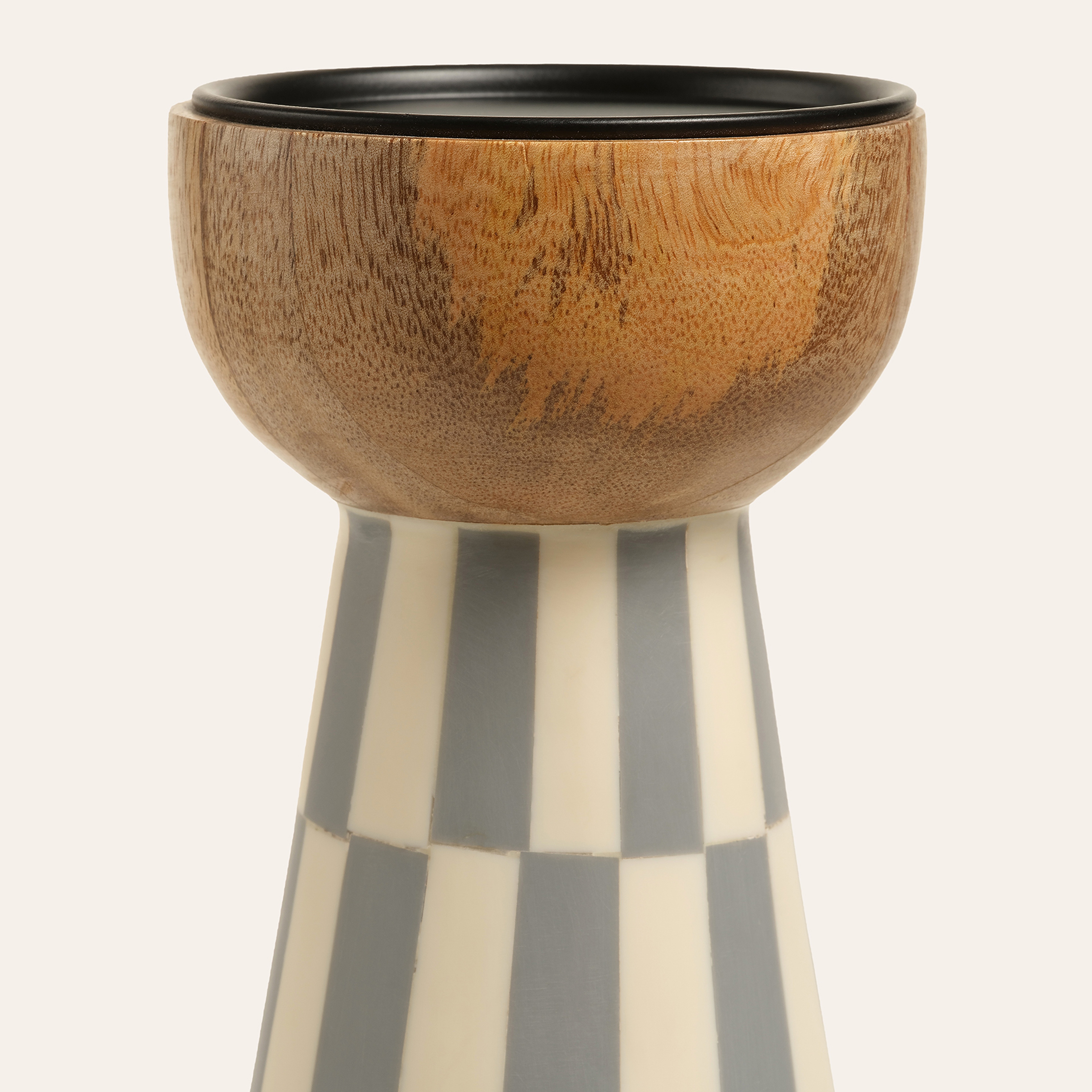 Nohar Mango Ağacı Mumluk 10x10x20 Cm Natural - Grı