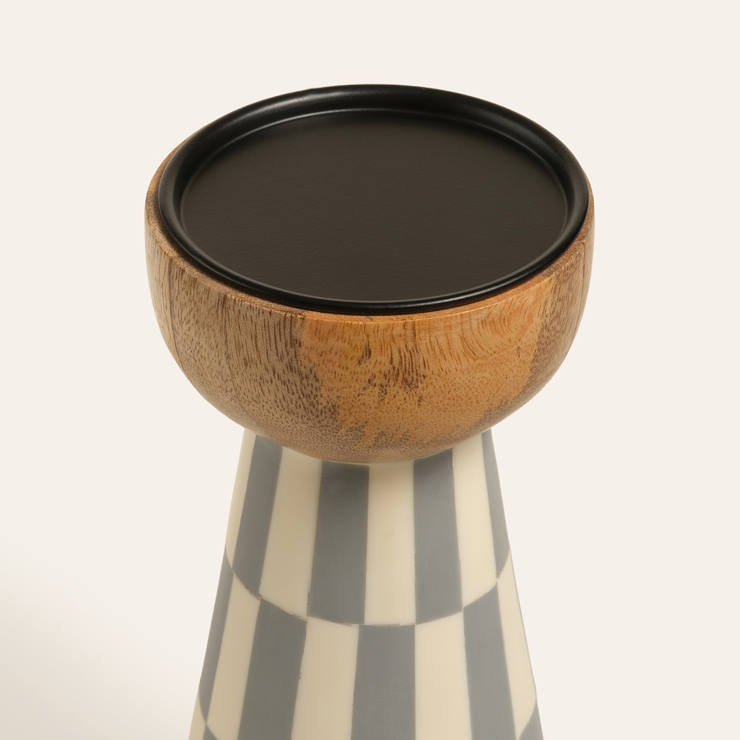 Nohar Mango Ağacı - Reçine Mumluk 10x10x16 Cm Natural - Grı