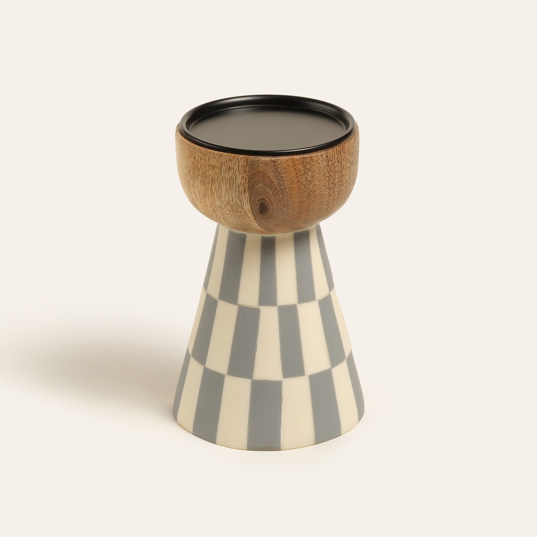 Nohar Mango Ağacı - Reçine Mumluk 10x10x16 Cm Natural - Grı