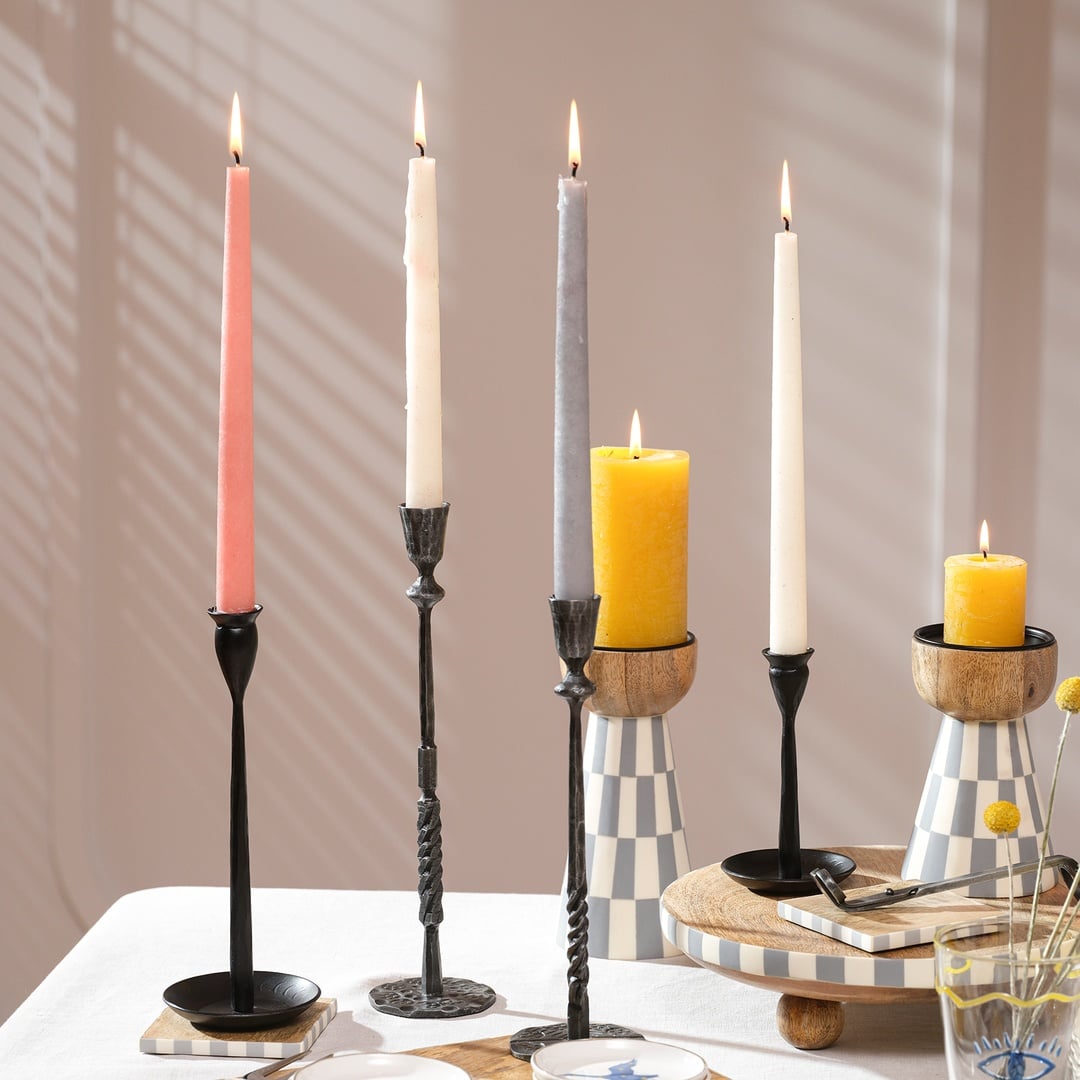 Bıjnor Metal Şamdan 8x8x31 Cm Gri