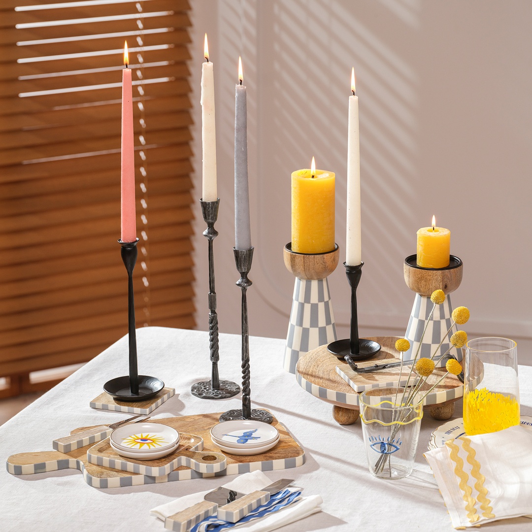 Bıjnor Metal Şamdan 8x8x27 Cm Gri