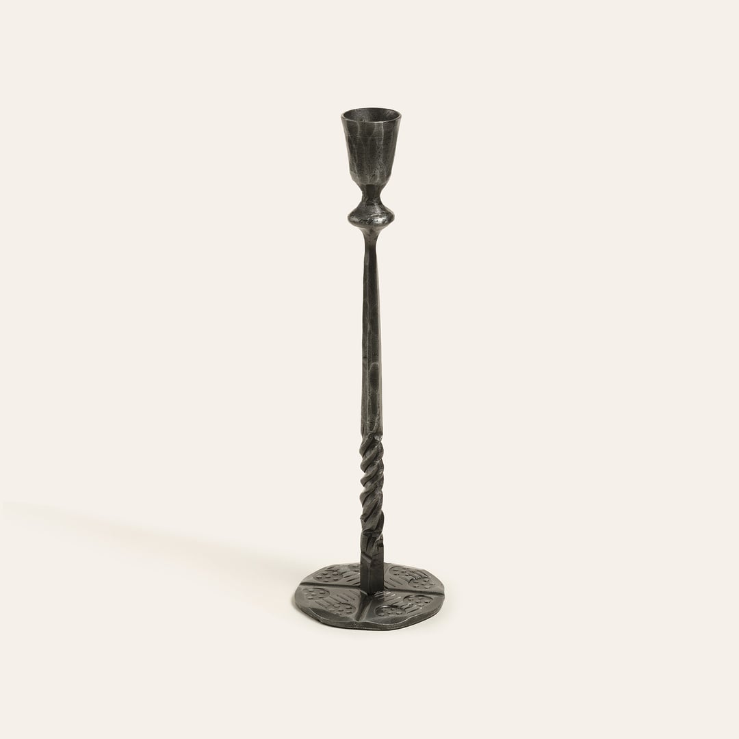 Bıjnor Metal Şamdan 8x8x27 Cm Gri