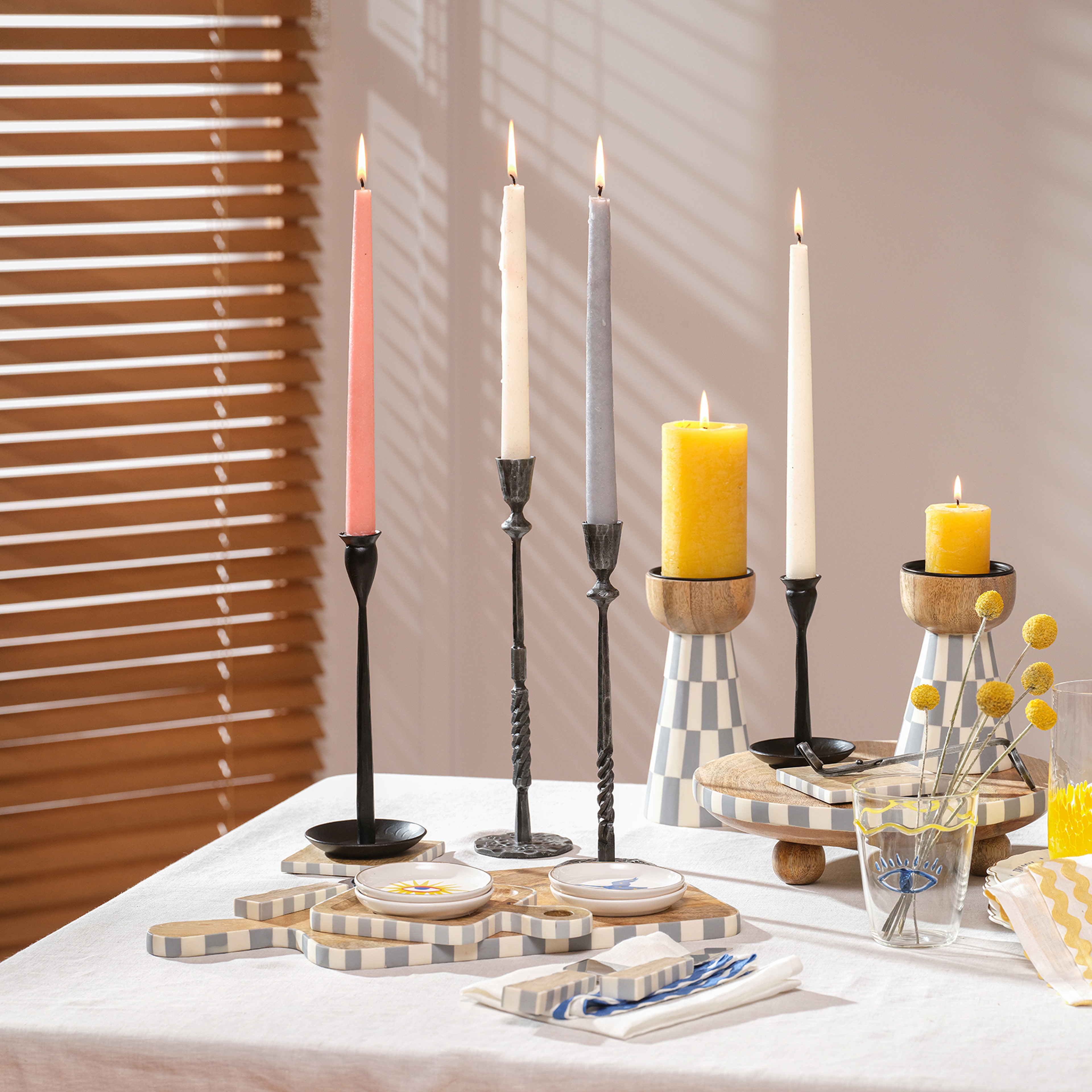 Bıjnor Metal Şamdan 10x10x25 Cm Mat Siyah