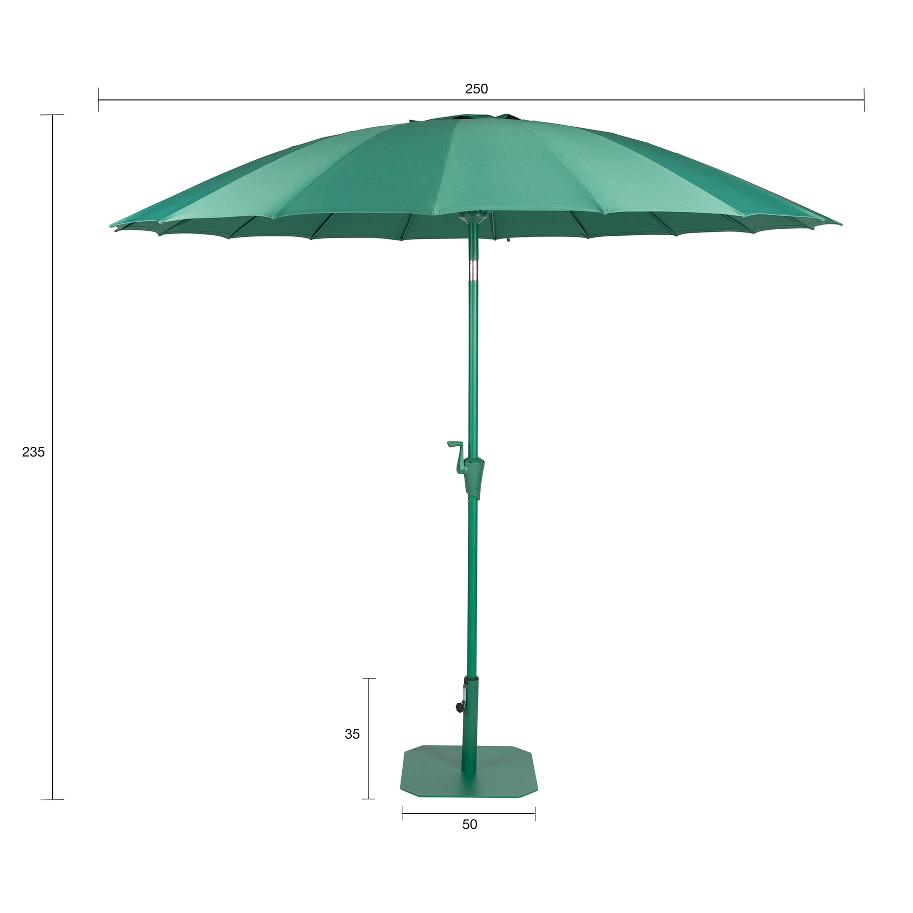 Lısse Aluminyum + Polyester - Çelik Şemsiye 250x250x235 Cm Yeşil