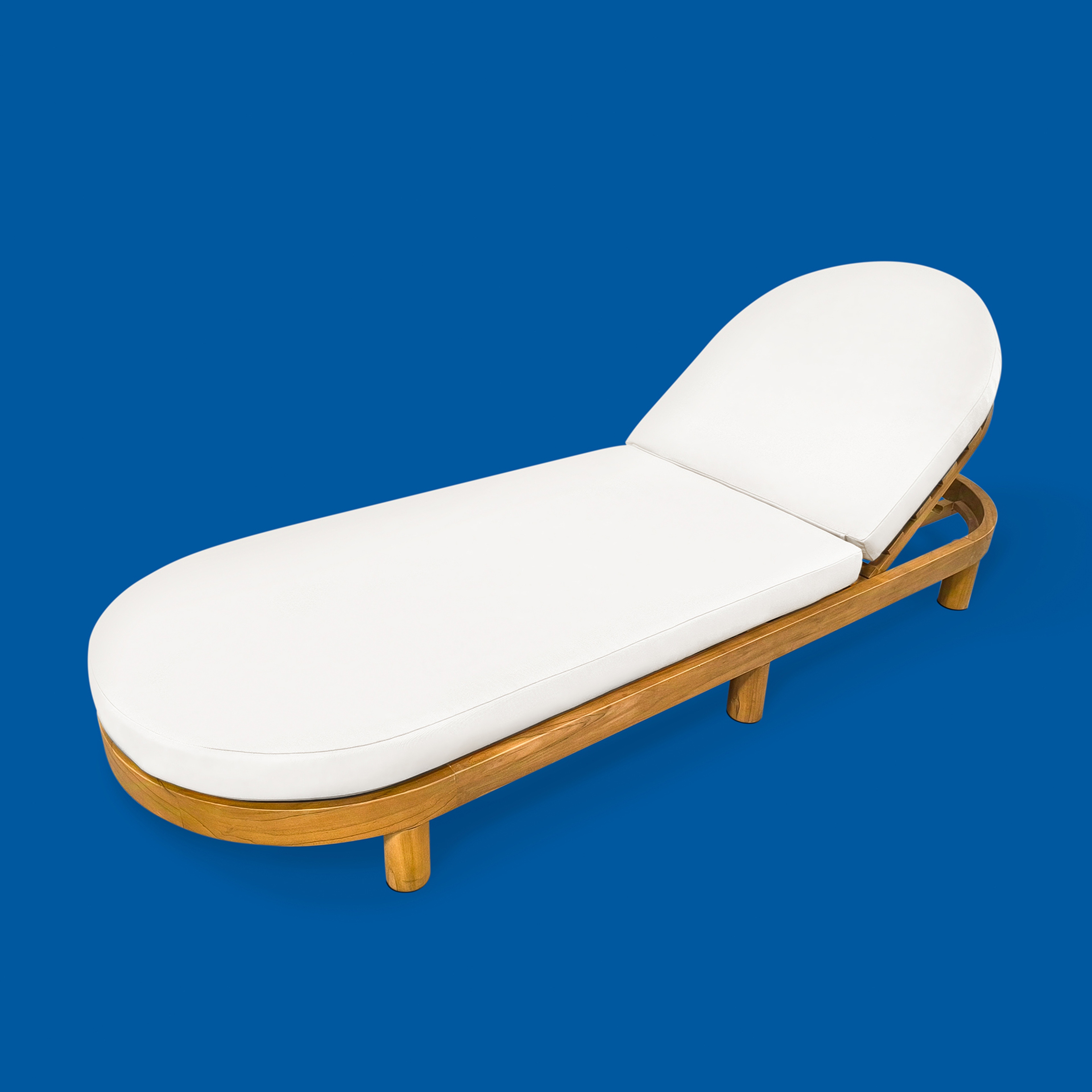 Sumatra Teak Wood, Outdoor Fabrıc Şezlong 220x80x30 Cm Beyaz