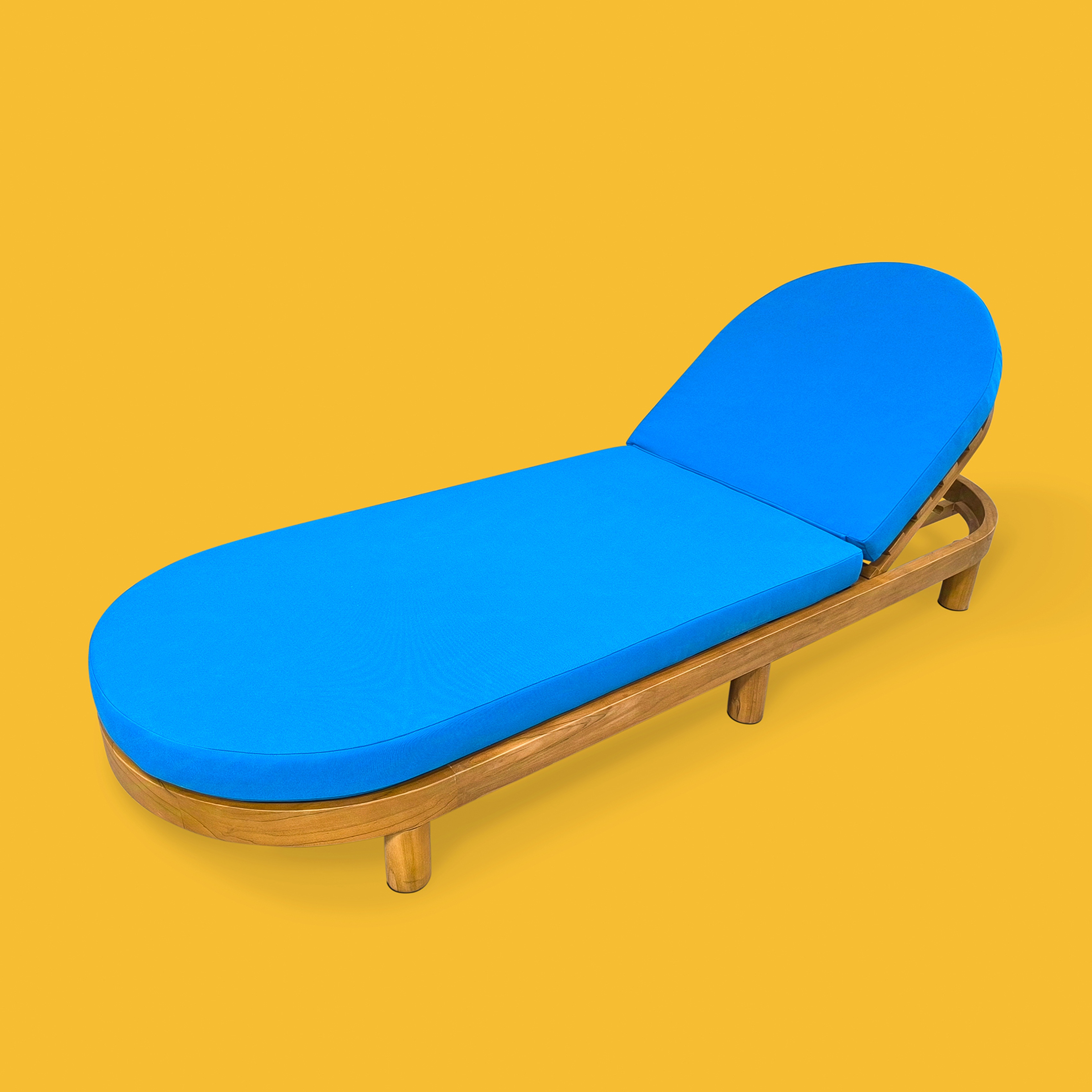 Sumatra Teak Wood, Outdoor Fabrıc Şezlong 220x80x30 Cm Mavi