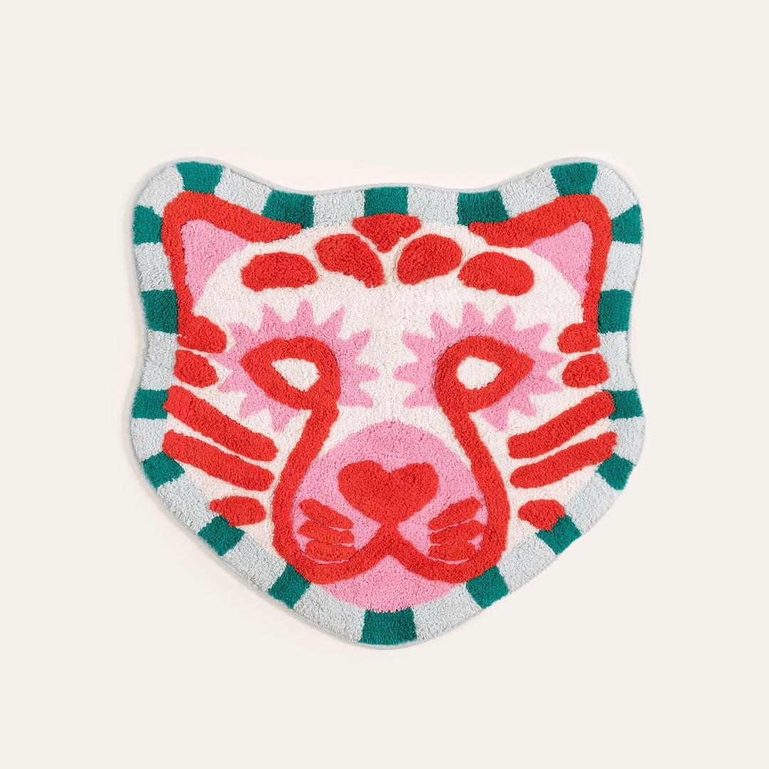 Punjab Pamuk %100 Pamuk Banyo Paspası 60x60 Cm Pembe - Yeşil