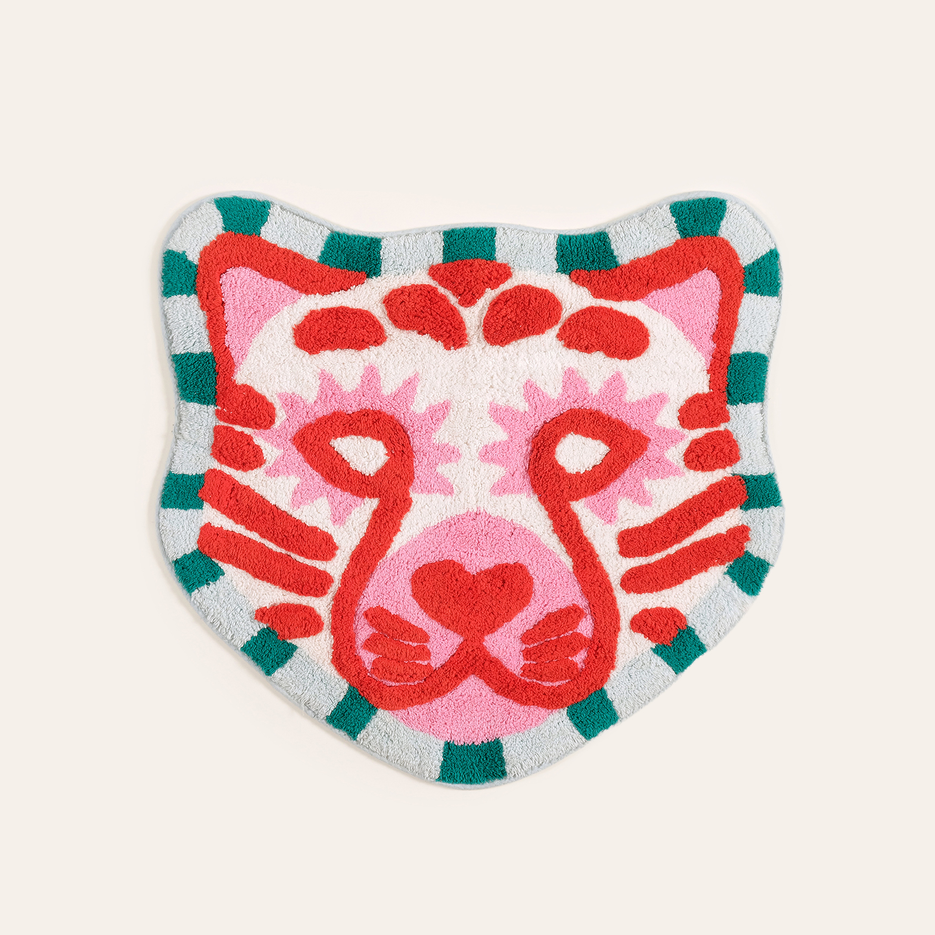 Punjab Pamuk %100 Pamuk Banyo Paspası 60x60 Cm Pembe - Yeşil