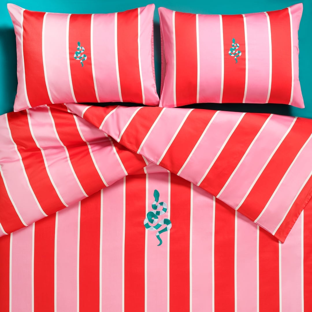 Lahor 300 Tc Kıng Sıze Pamuk Saten Nevresim Seti 240x220 Cm Kırmızı - Pembe