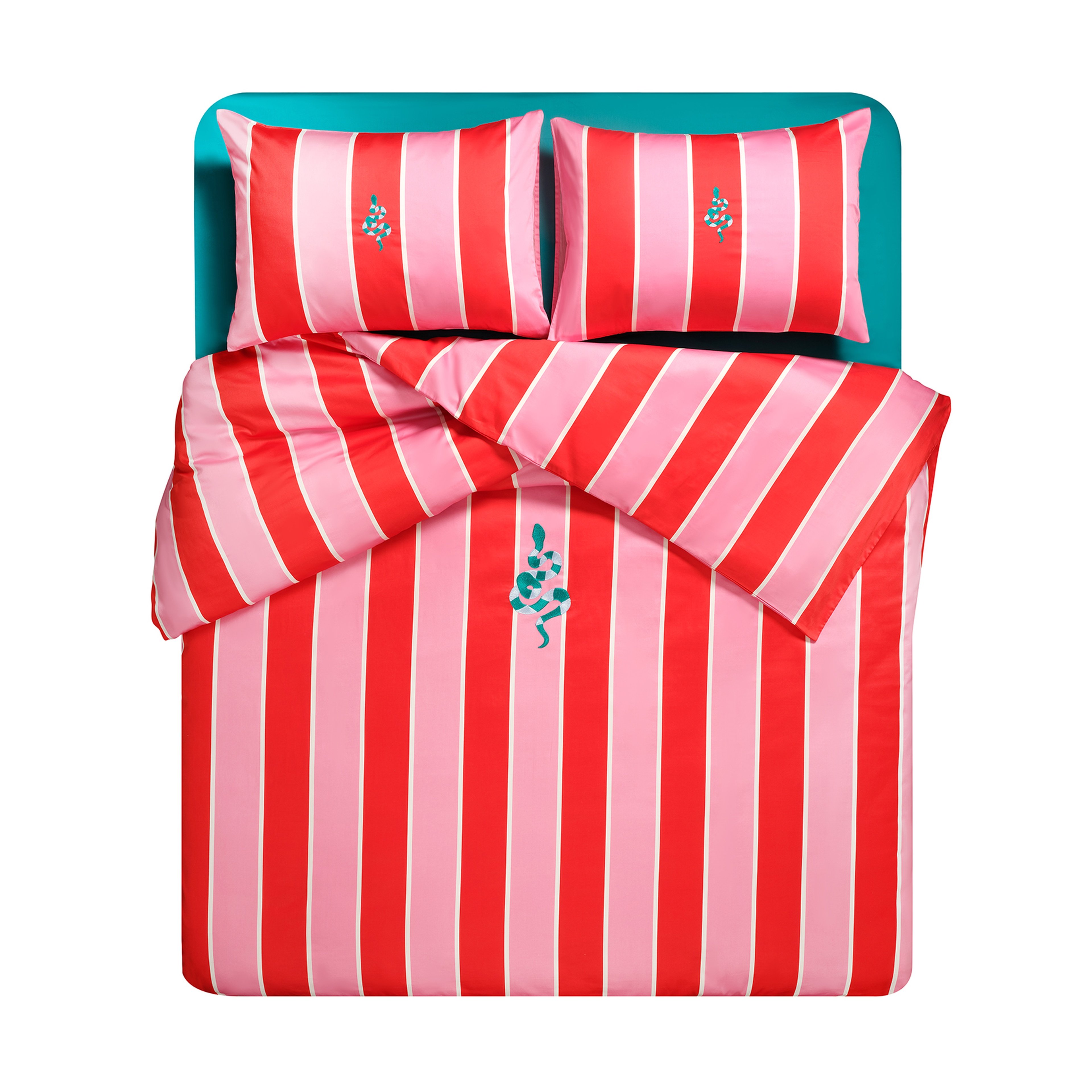 Lahor 300 Tc Kıng Sıze Pamuk Saten Nevresim Seti 240x220 Cm Kırmızı - Pembe