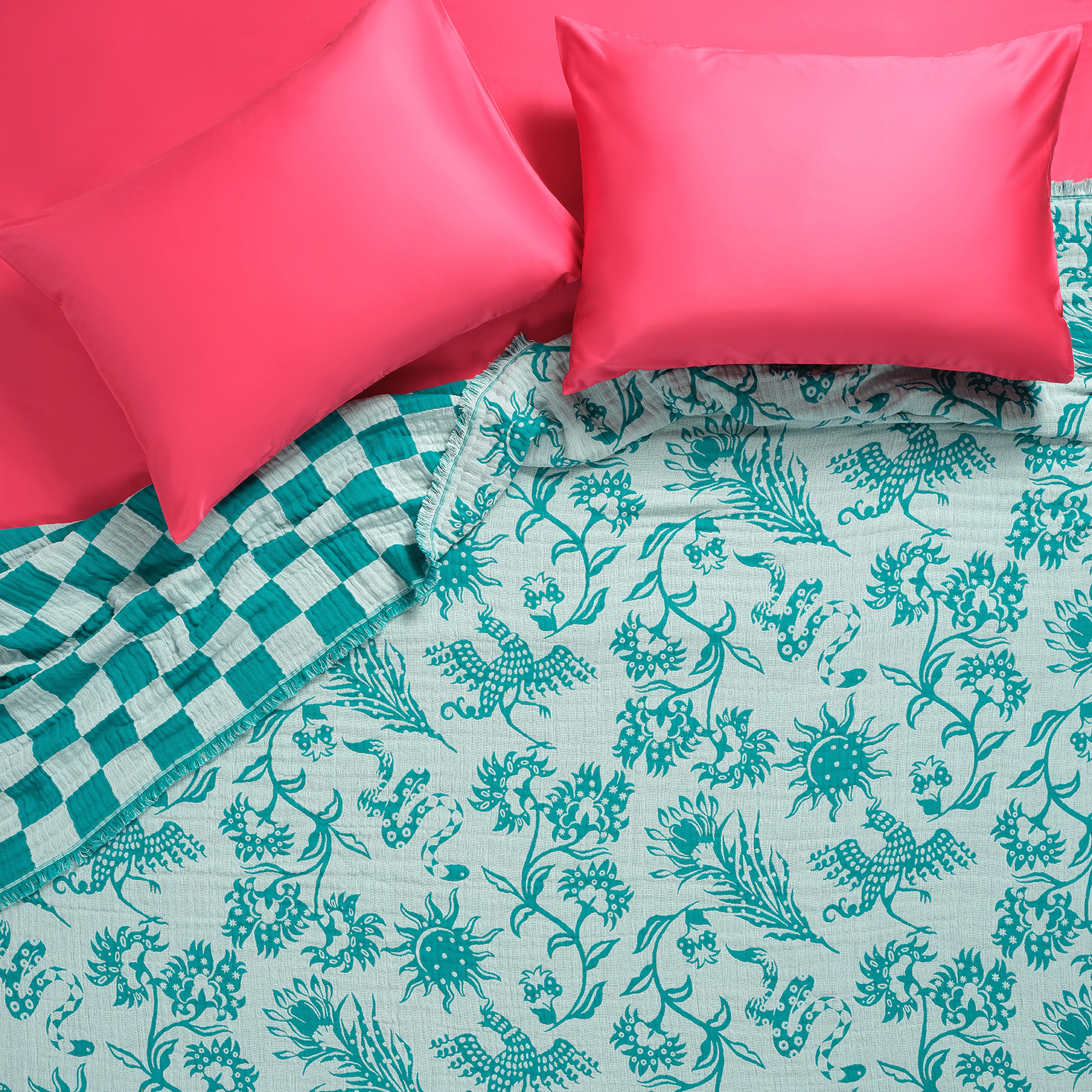 Costa Saçaklı Jakarlı Kıng Sıze Pamuk Yatak Örtüsü 260x240 Cm Yeşil