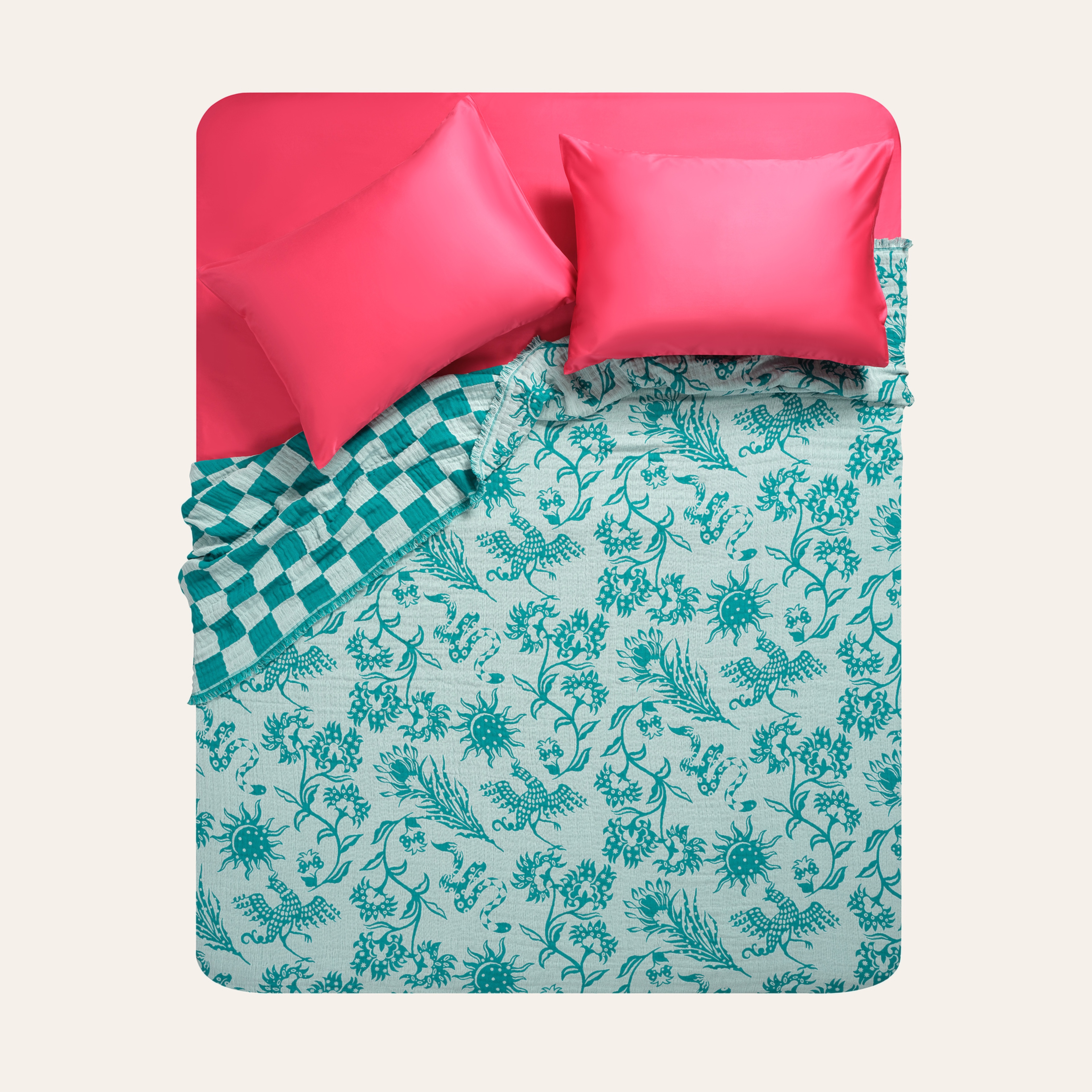 Costa Saçaklı Jakarlı Kıng Sıze Pamuk Yatak Örtüsü 260x240 Cm Yeşil