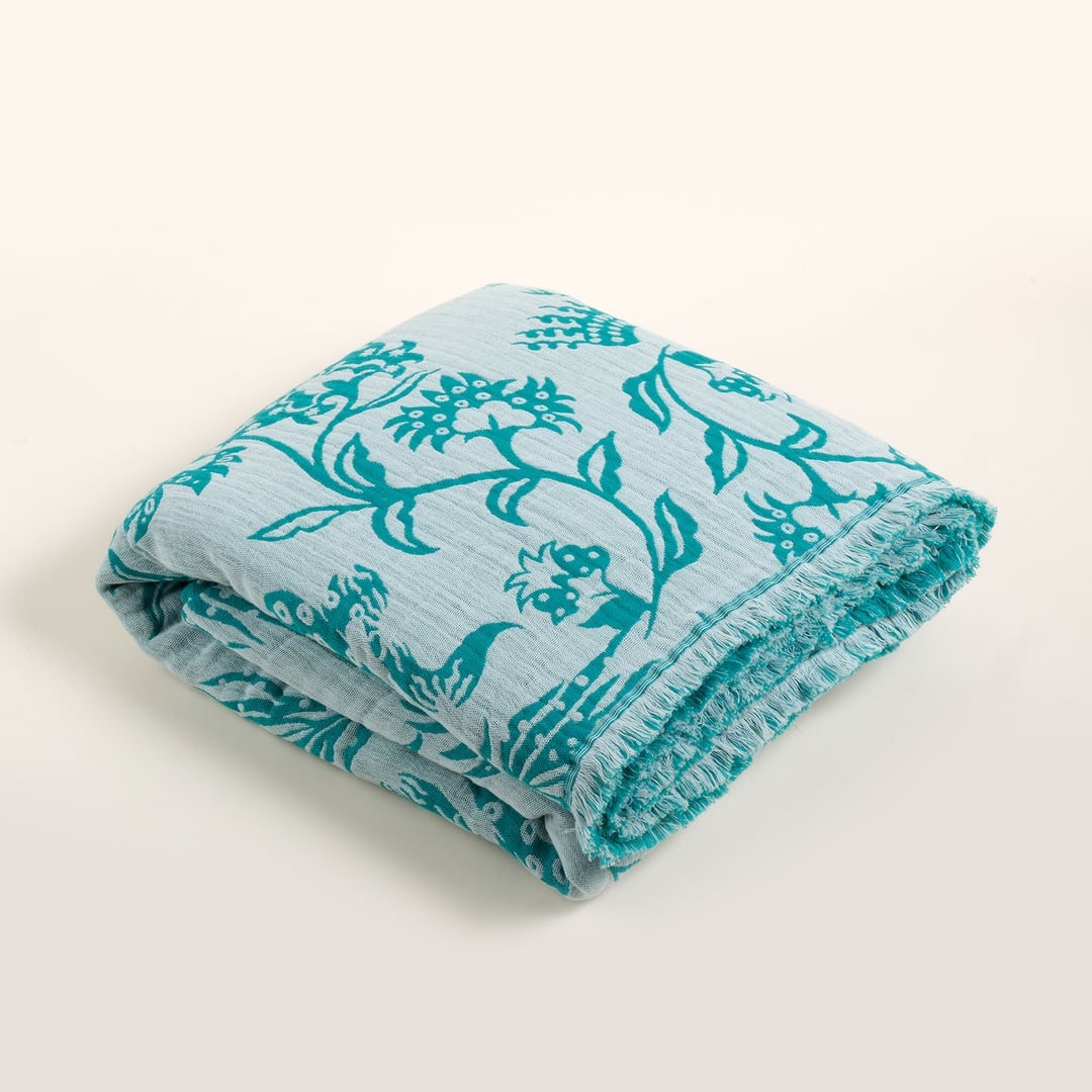 Costa Saçaklı Jakarlı Kıng Sıze Pamuk Yatak Örtüsü 260x240 Cm Yeşil