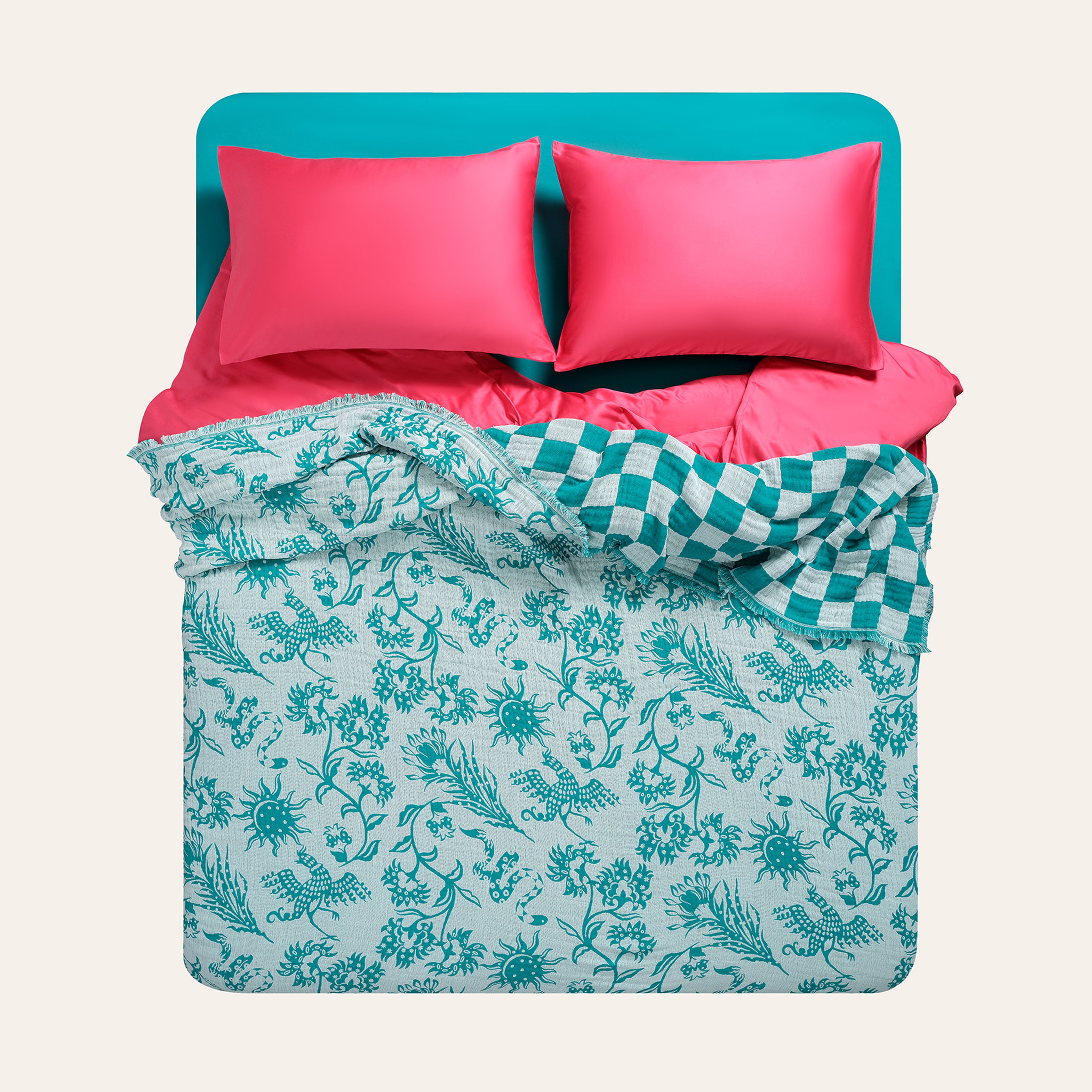 Costa Saçaklı Jakarlı Kıng Sıze Pamuk Yatak Örtüsü 260x240 Cm Yeşil