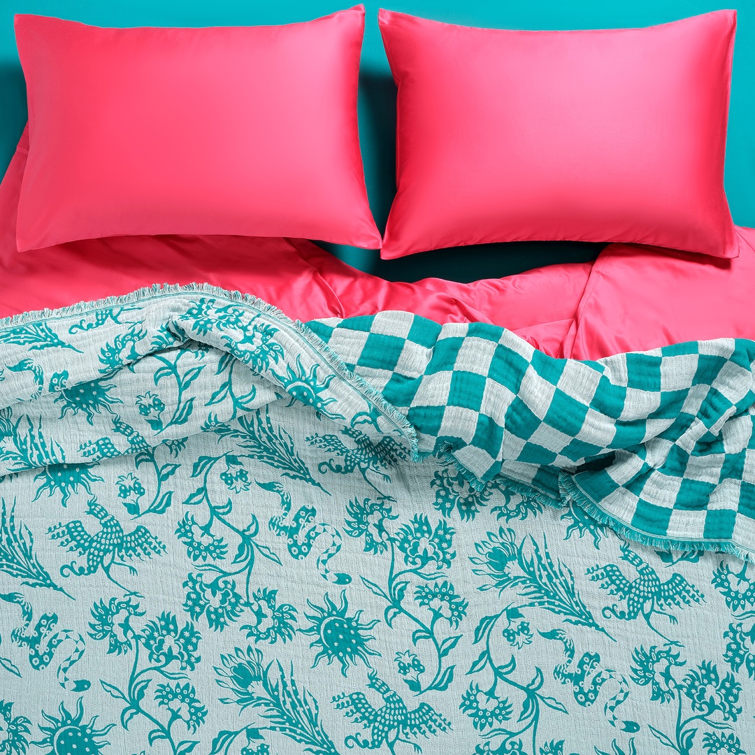 Costa Yeşil Çift Kişilik Pamuk Yatak Örtüsü