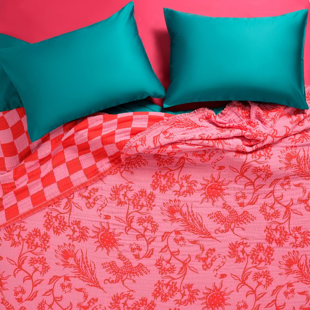 Costa Saçaklı Jakarlı Kıng Sıze Pamuk Yatak Örtüsü 260x240 Cm Pembe