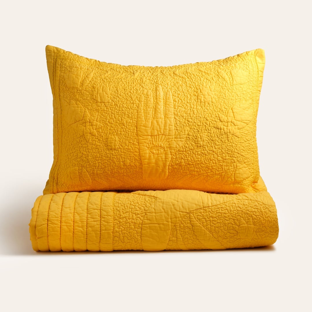 Uttar Kapitoneli 300 Tc Çift Kişilik Pamuk Saten Yatak Örtüsü Seti 240x260 Cm Sarı