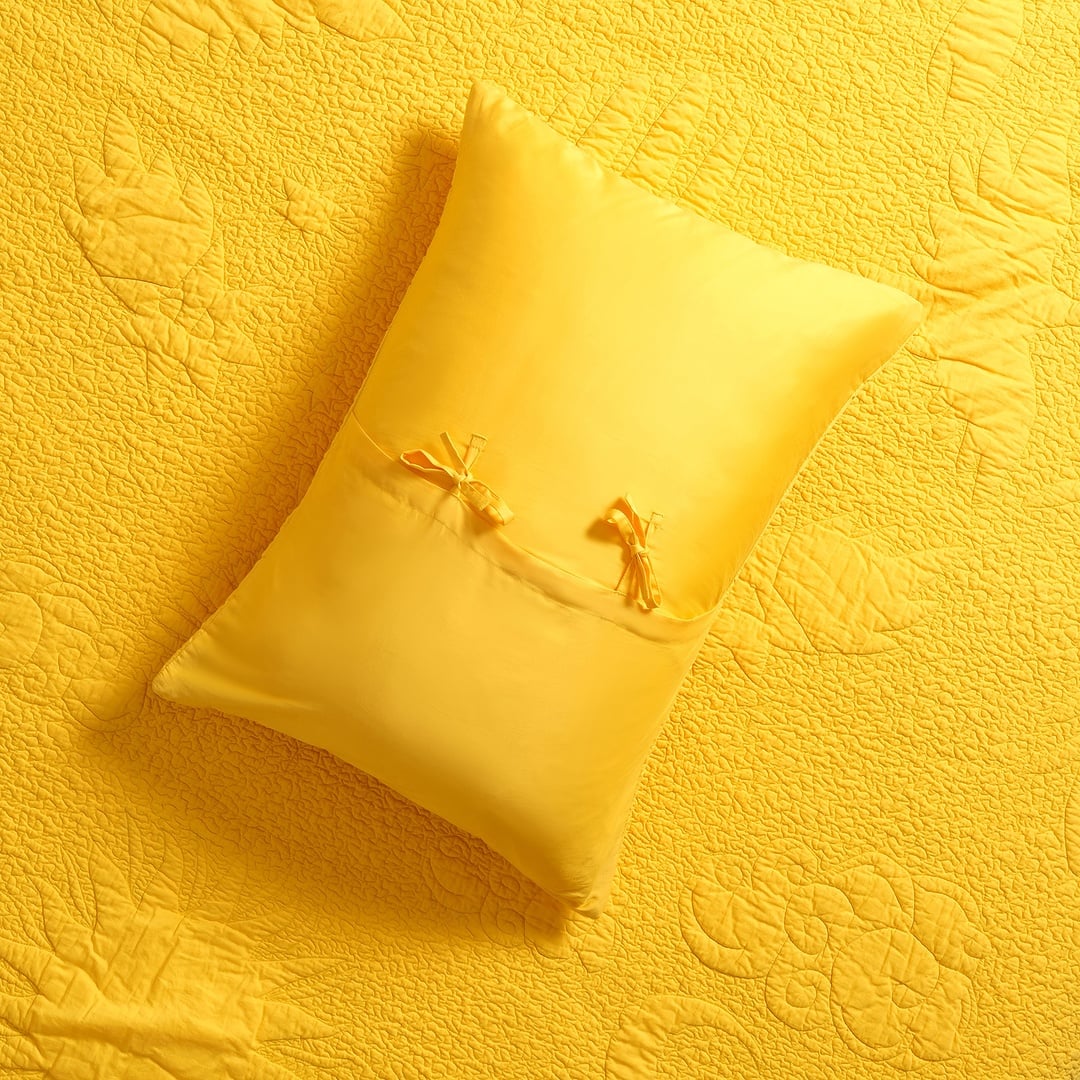 Uttar Kapitoneli 300 Tc Çift Kişilik Pamuk Saten Yatak Örtüsü Seti 240x260 Cm Sarı