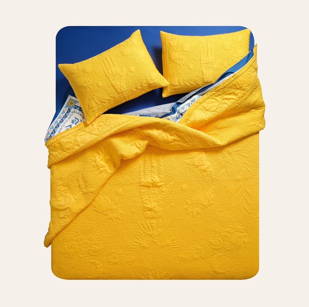 Uttar Kapitoneli 300 Tc Çift Kişilik Pamuk Saten Yatak Örtüsü Seti 240x260 Cm Sarı