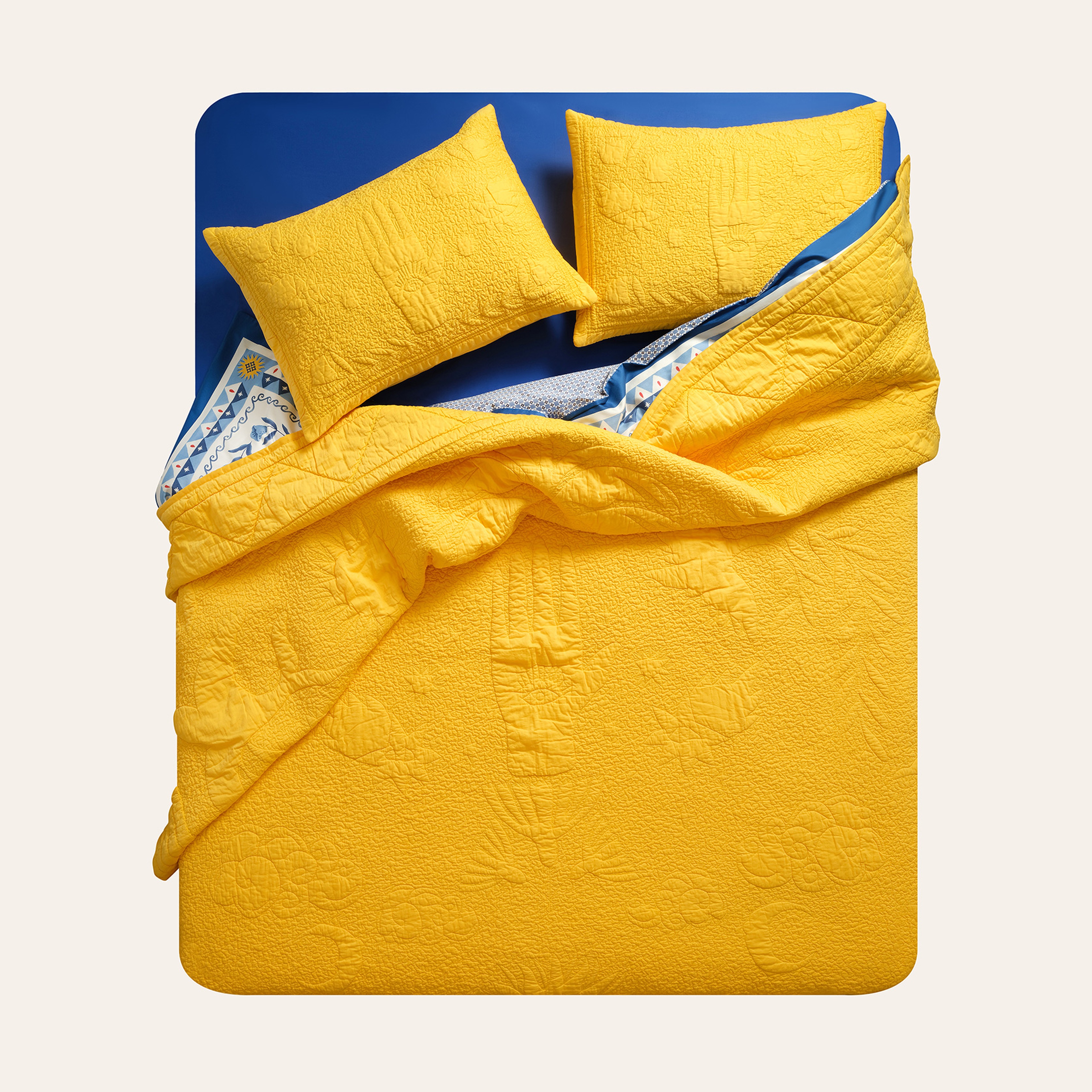 Uttar Kapitoneli 300 Tc Çift Kişilik Pamuk Saten Yatak Örtüsü Seti 240x260 Cm Sarı