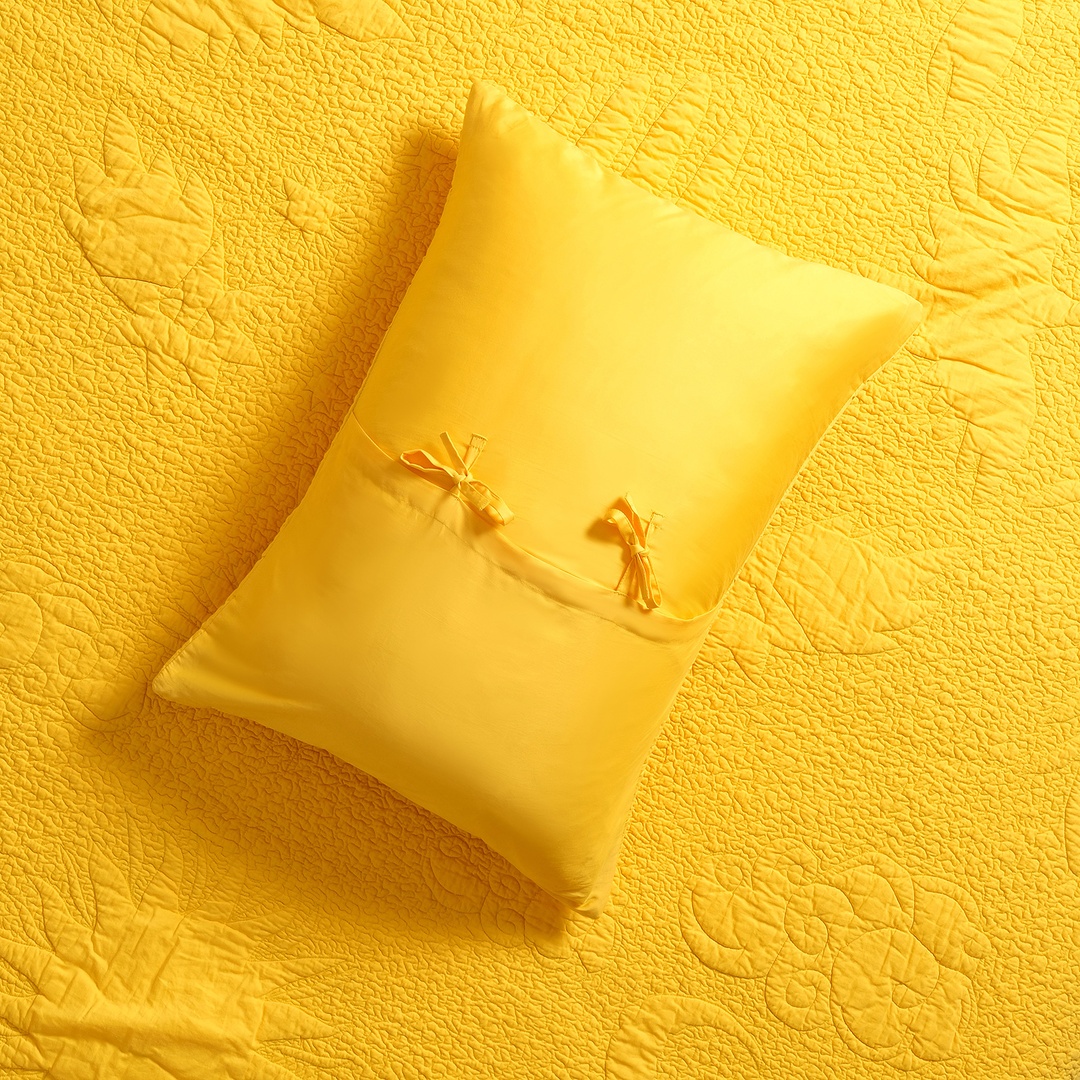 Uttar Sarı Kıng Sıze Pamuk Saten Yatak Örtüsü Seti