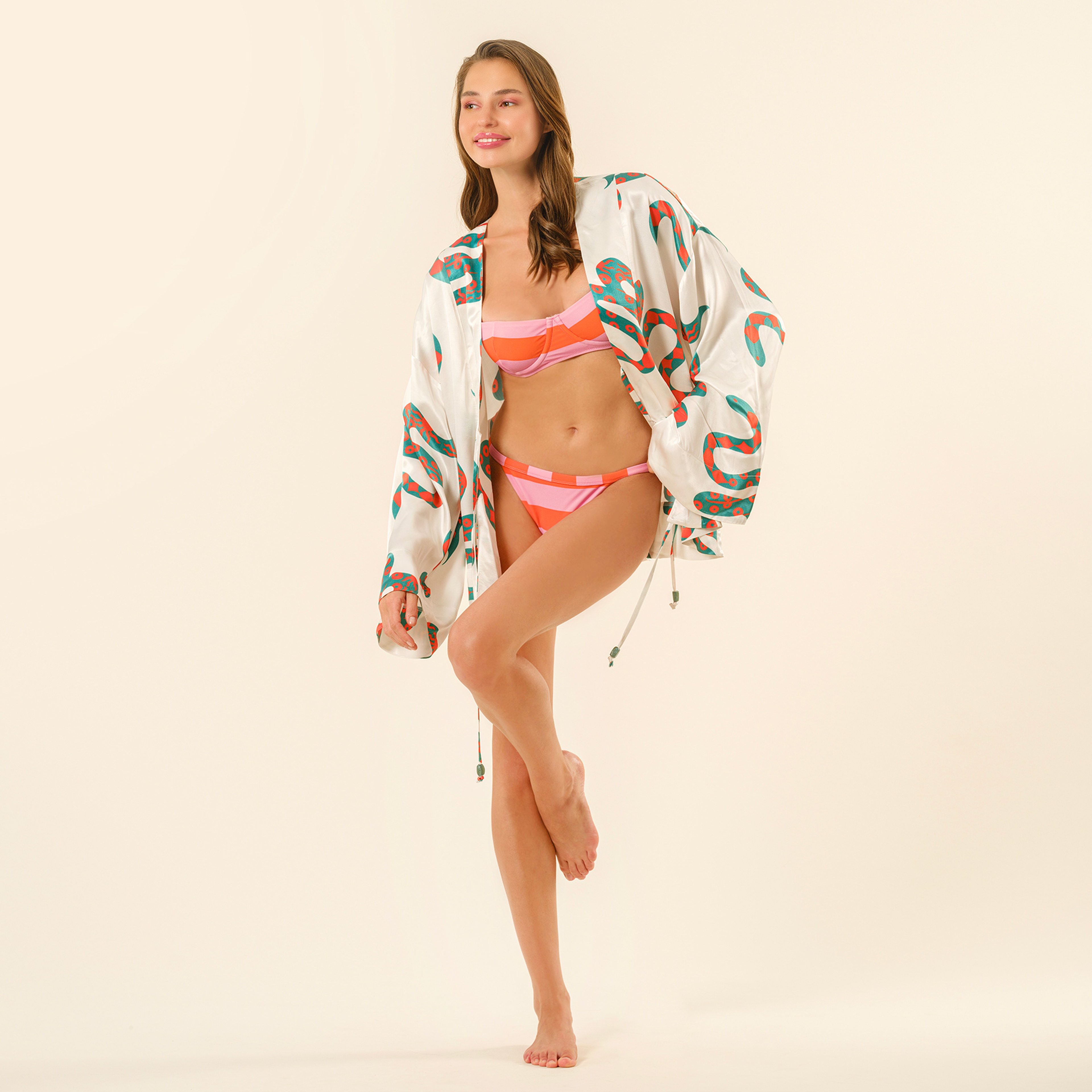 Prınkıpo Bikini Üstü 23x21 Cm Pembe - Turuncu