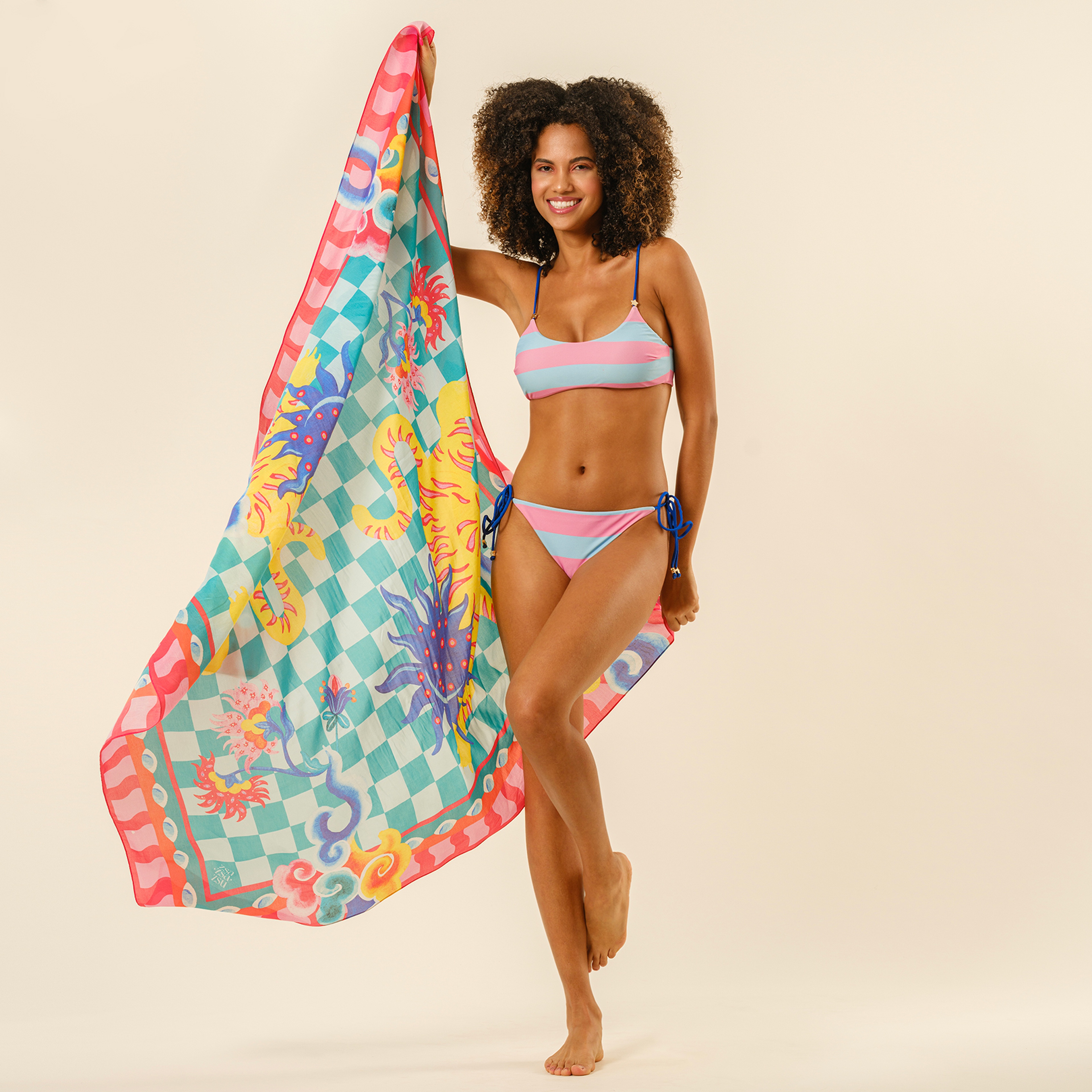 Prınkıpo Bağcıklı Bikini Altı 23x21 Cm Pembe - Mavi