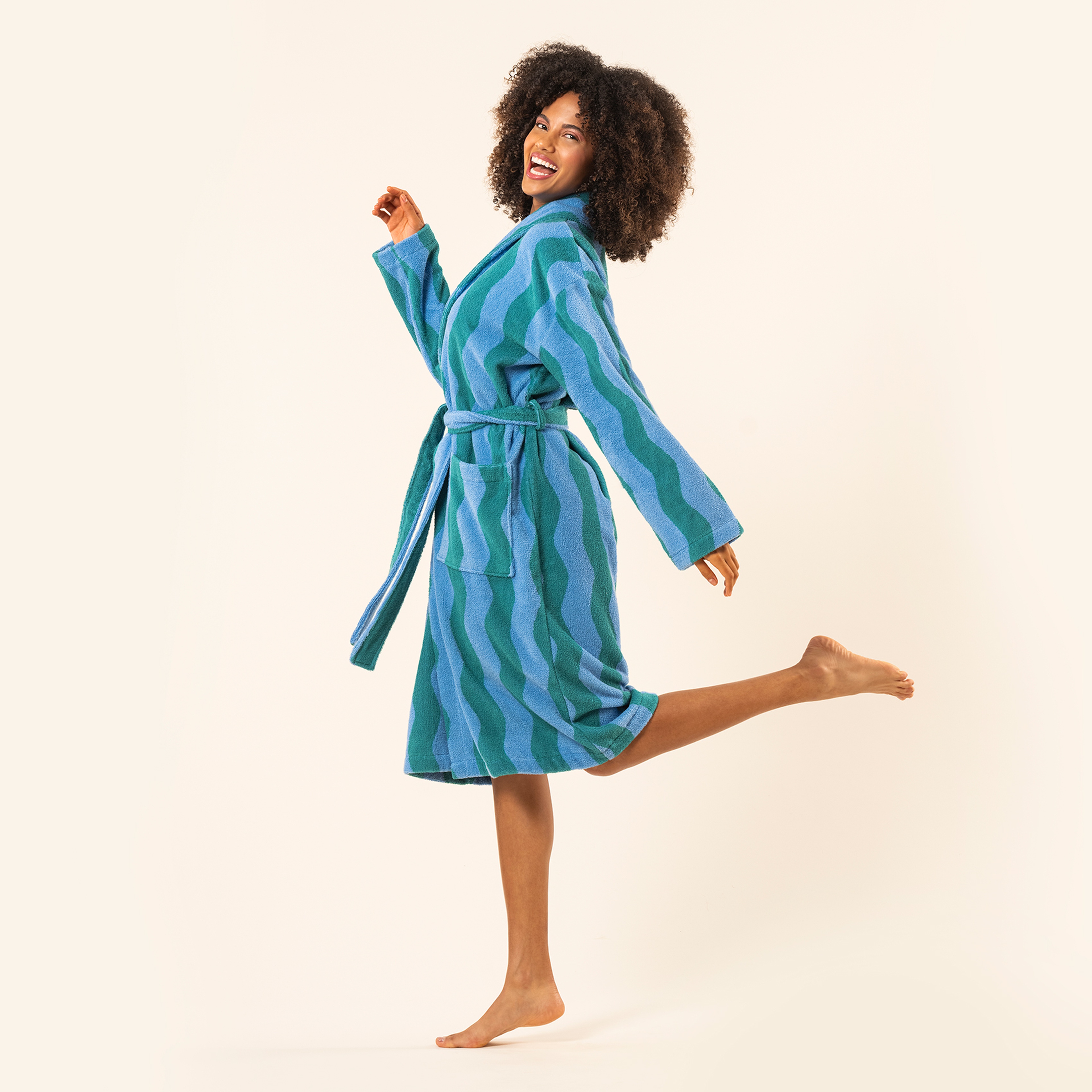 Tabea Pamuk Pamuk %100 Pamuk Bornoz - Yeşil - Mavi