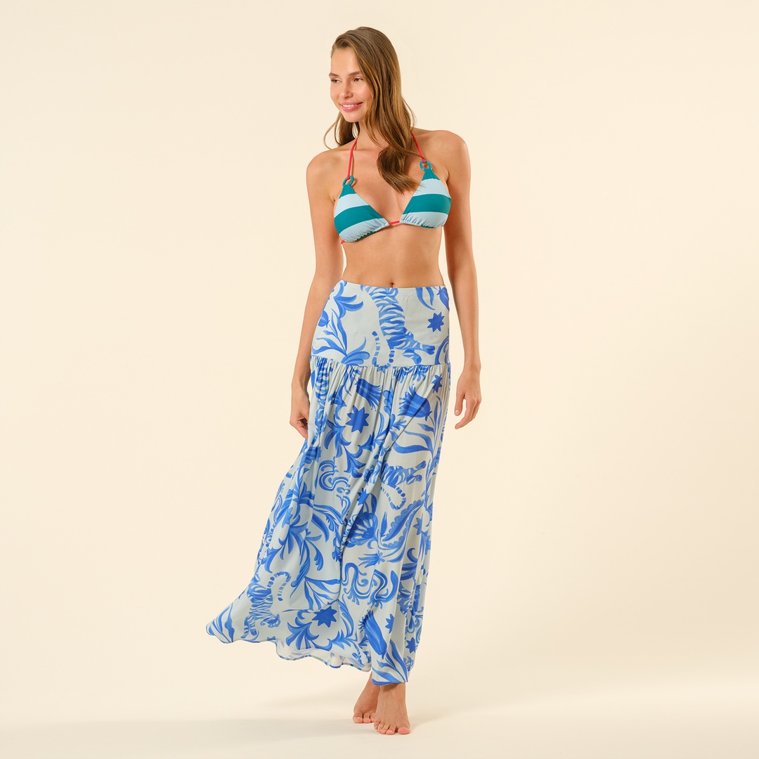 Protı Dijital Baskılı Etek - Mavi