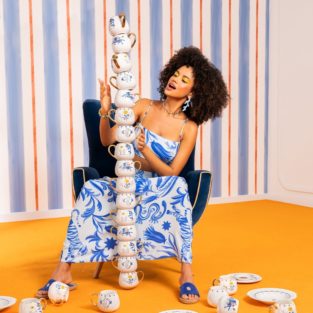 Protı Dijital Baskılı Askılı Büstiyer - Mavi