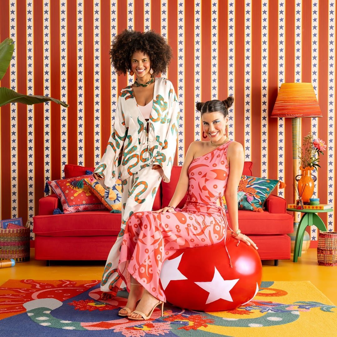 Protı Dijital Baskılı Kimono - Ekru