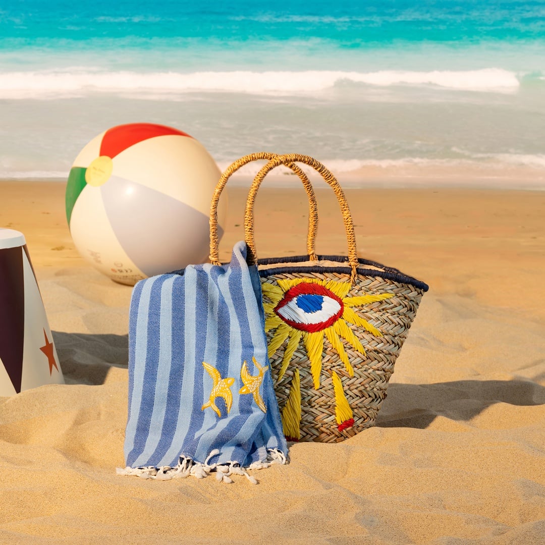 Baklan Nakışlı Pamuk Pamuklu Peştamal 90x170 Cm Mavi