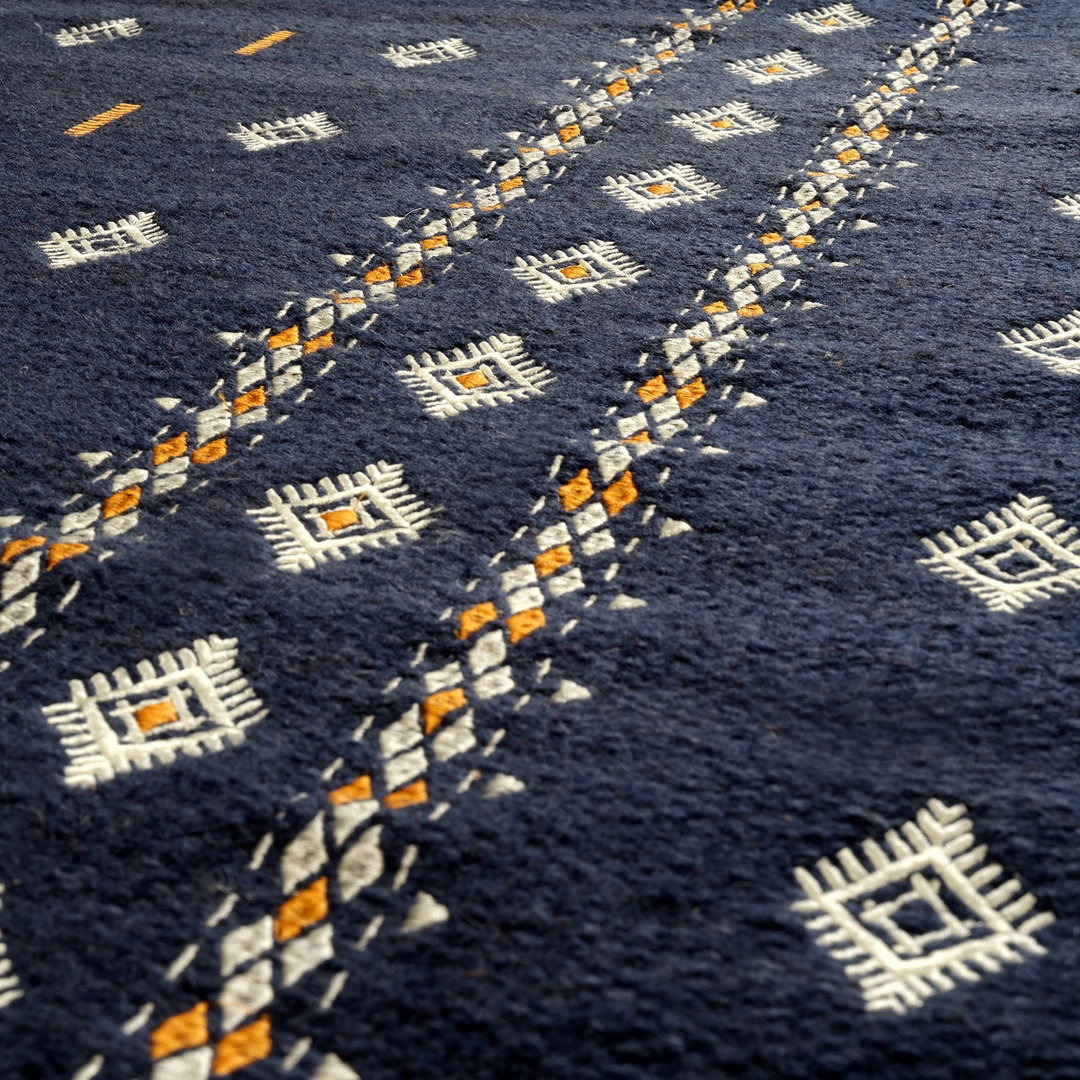 Jaıpur Yün Kilim 80x150 Cm Mavi