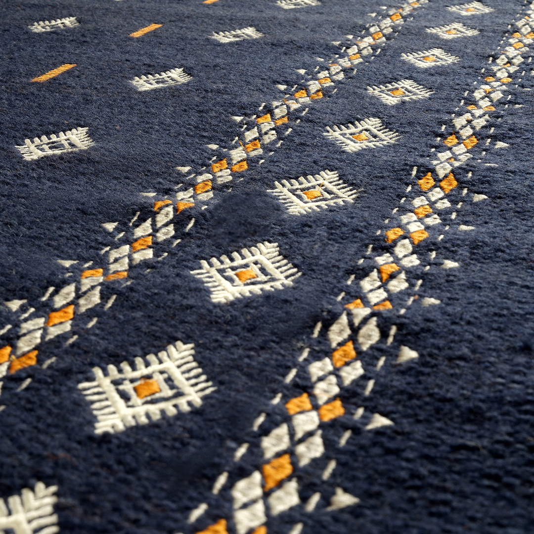 Jaıpur Yün Kilim 80x150 Cm Mavi