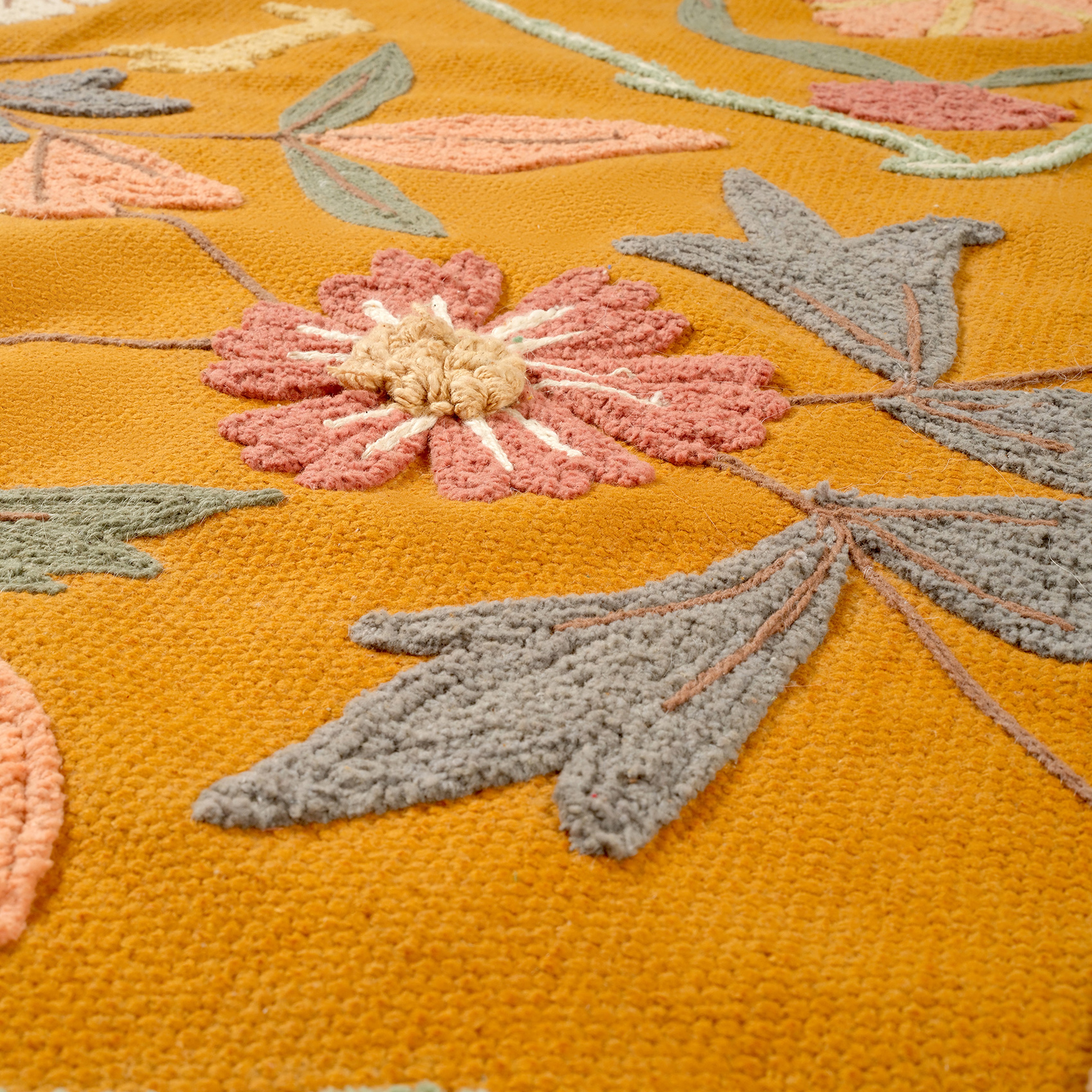 Palrı Nakışlı Pamuk Pamuk Kilim 80x150 Cm Sarı