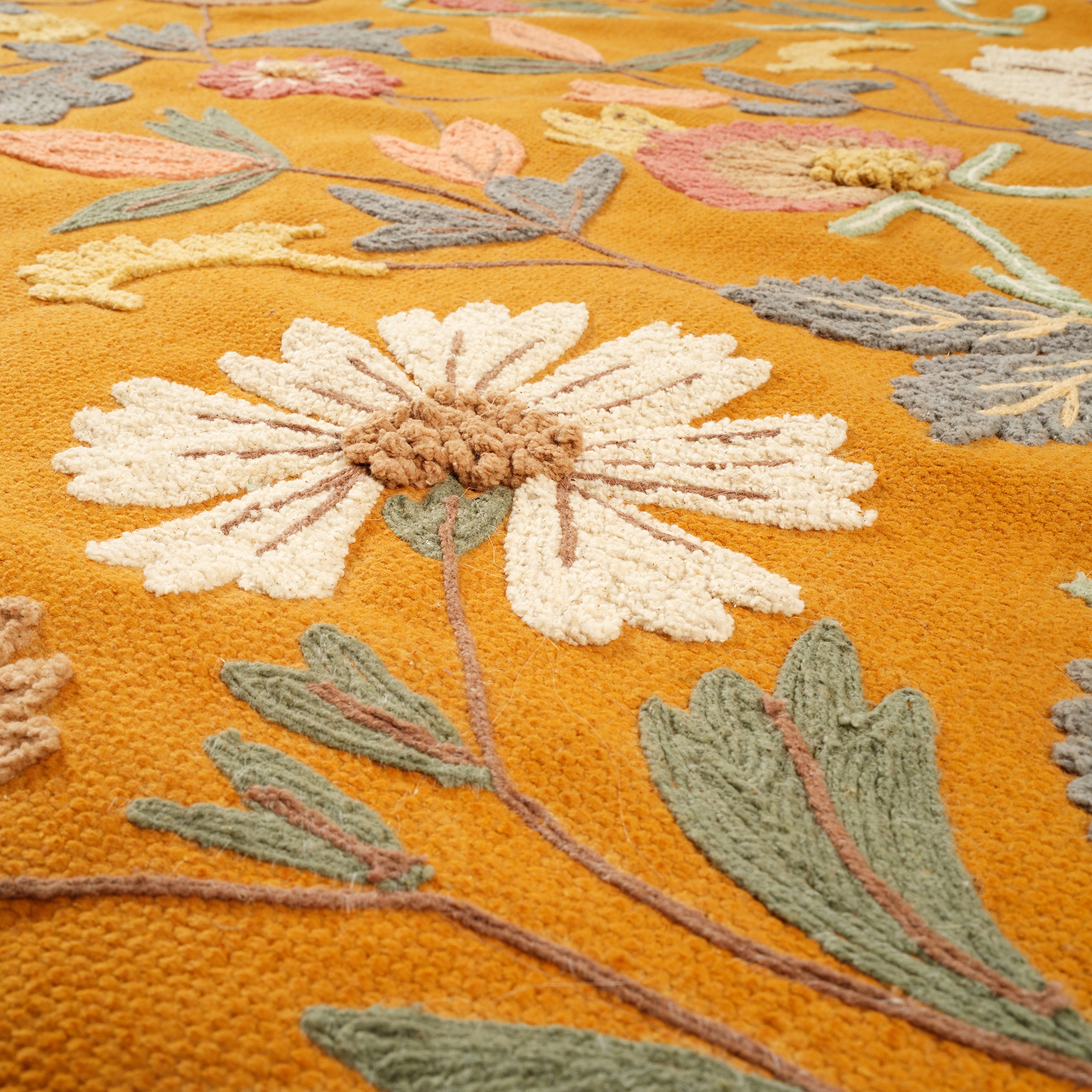Palrı Nakışlı Pamuk Pamuk Kilim 80x150 Cm Sarı