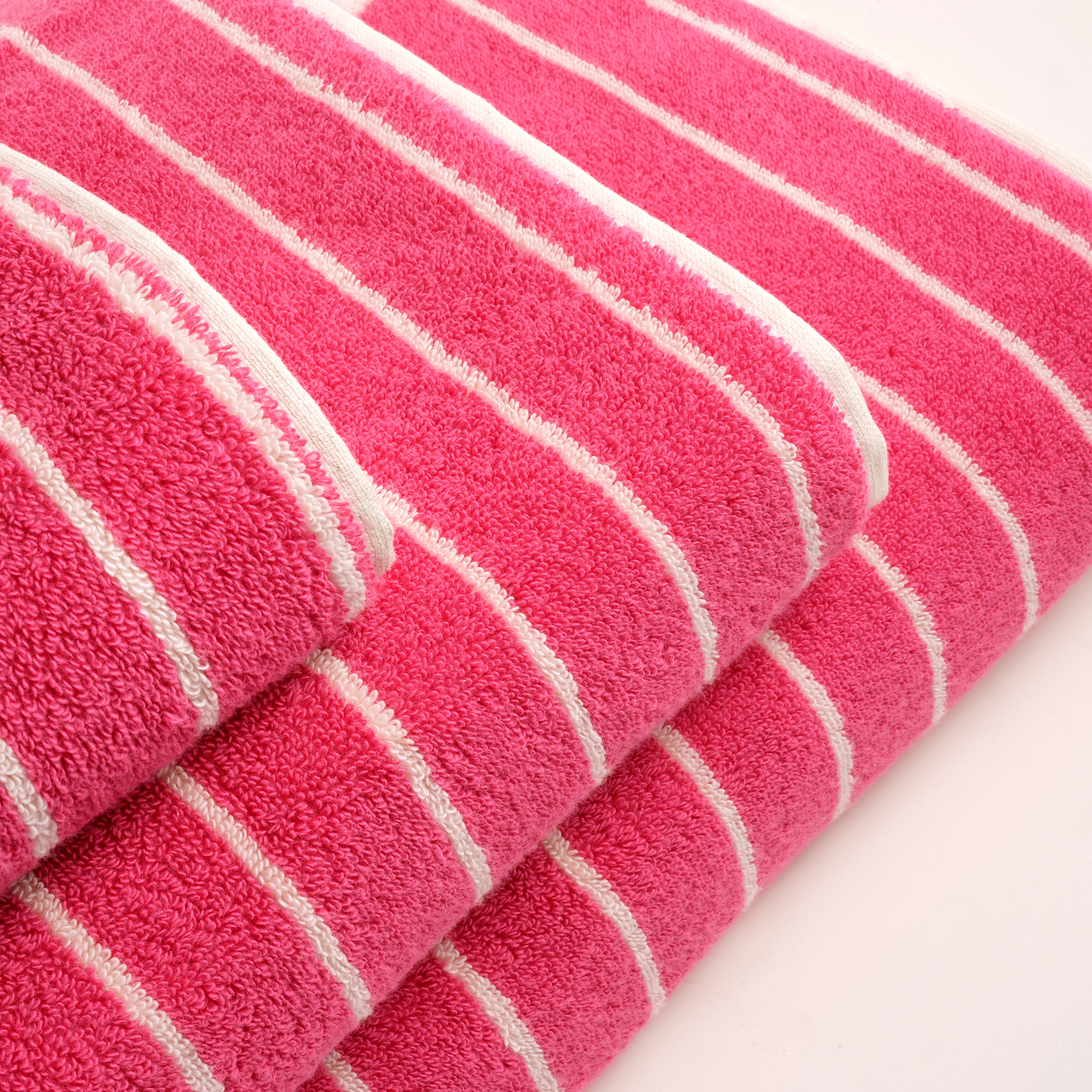 Solıd Geniş Çizgili İplik Boyalı Pamuk %100 Pamuk El Havlusu 30x50 Cm Fuşya