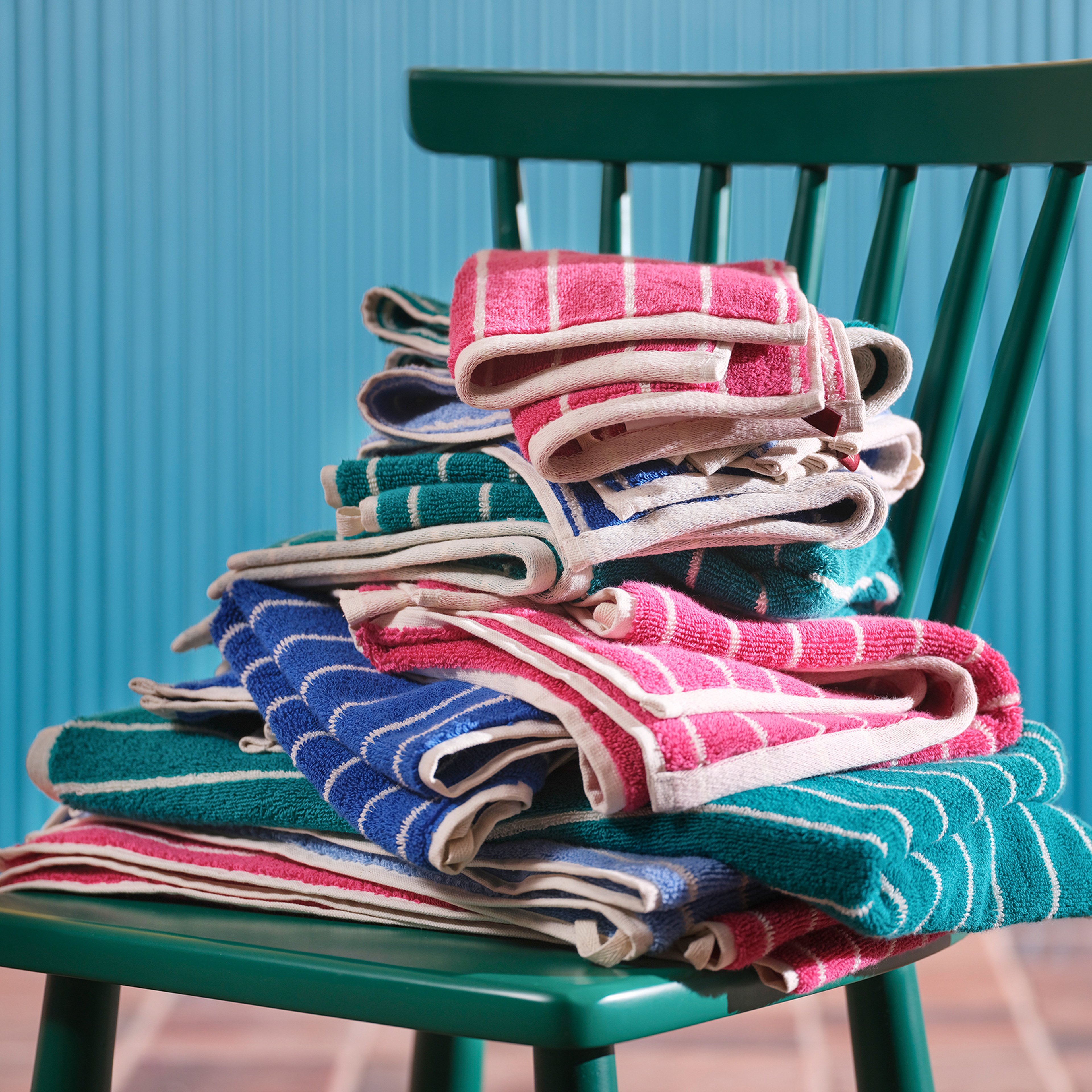 Solıd Geniş Çizgili İplik Boyalı Pamuk %100 Pamuk El Havlusu 30x50 Cm Fuşya