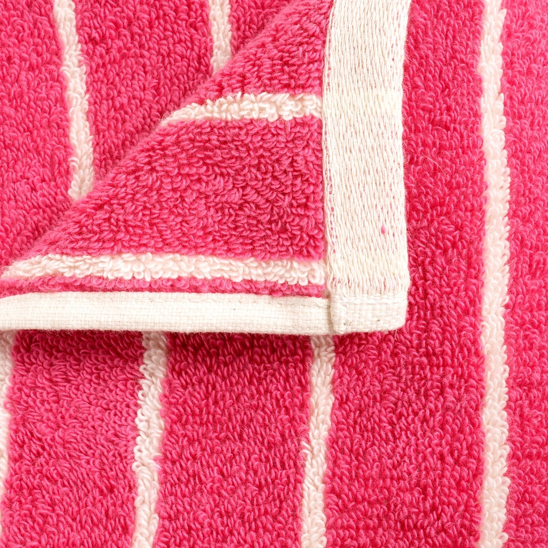 Solıd Geniş Çizgili İplik Boyalı Pamuk %100 Pamuk El Havlusu 30x50 Cm Fuşya