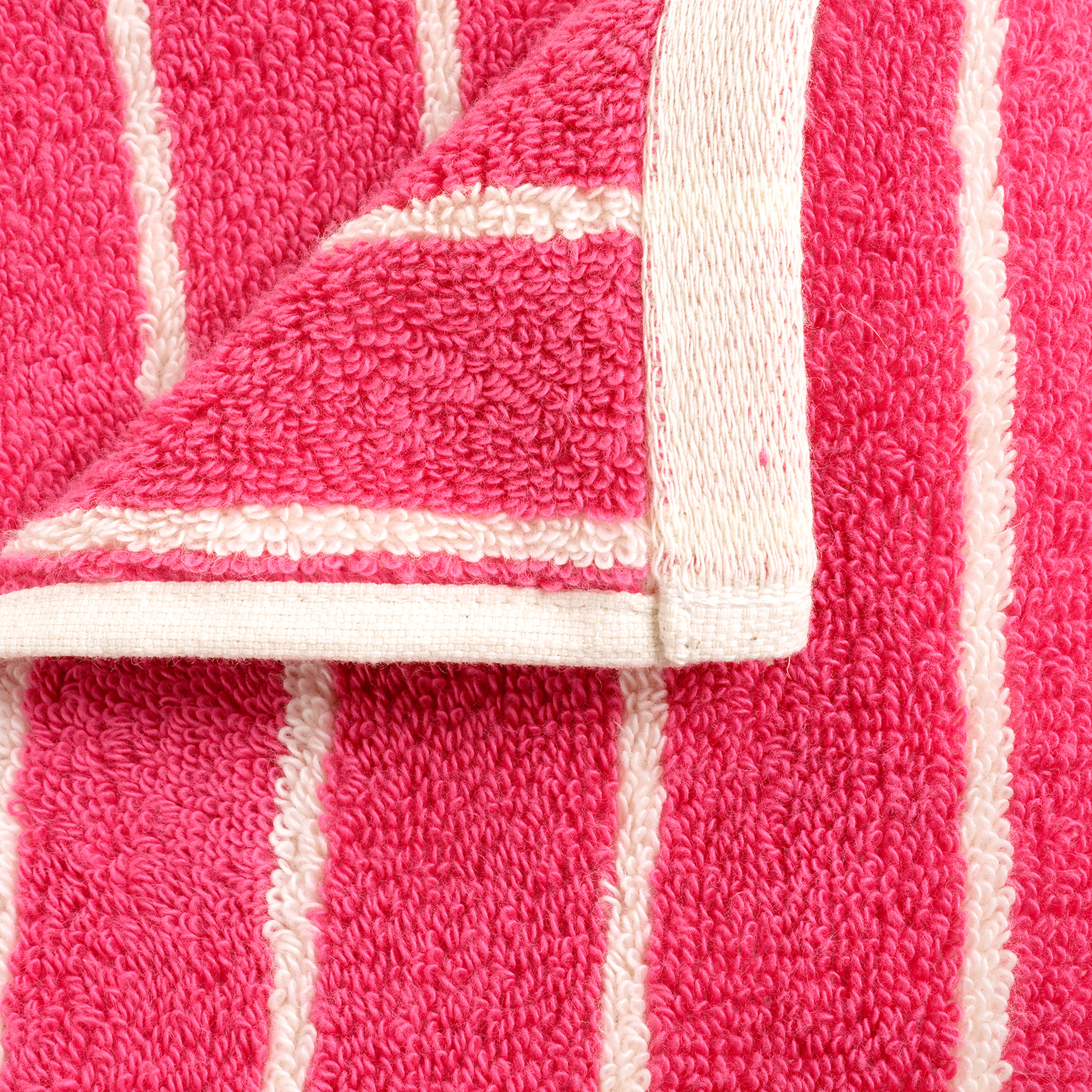 Solıd Geniş Çizgili İplik Boyalı Pamuk %100 Pamuk El Havlusu 30x50 Cm Fuşya