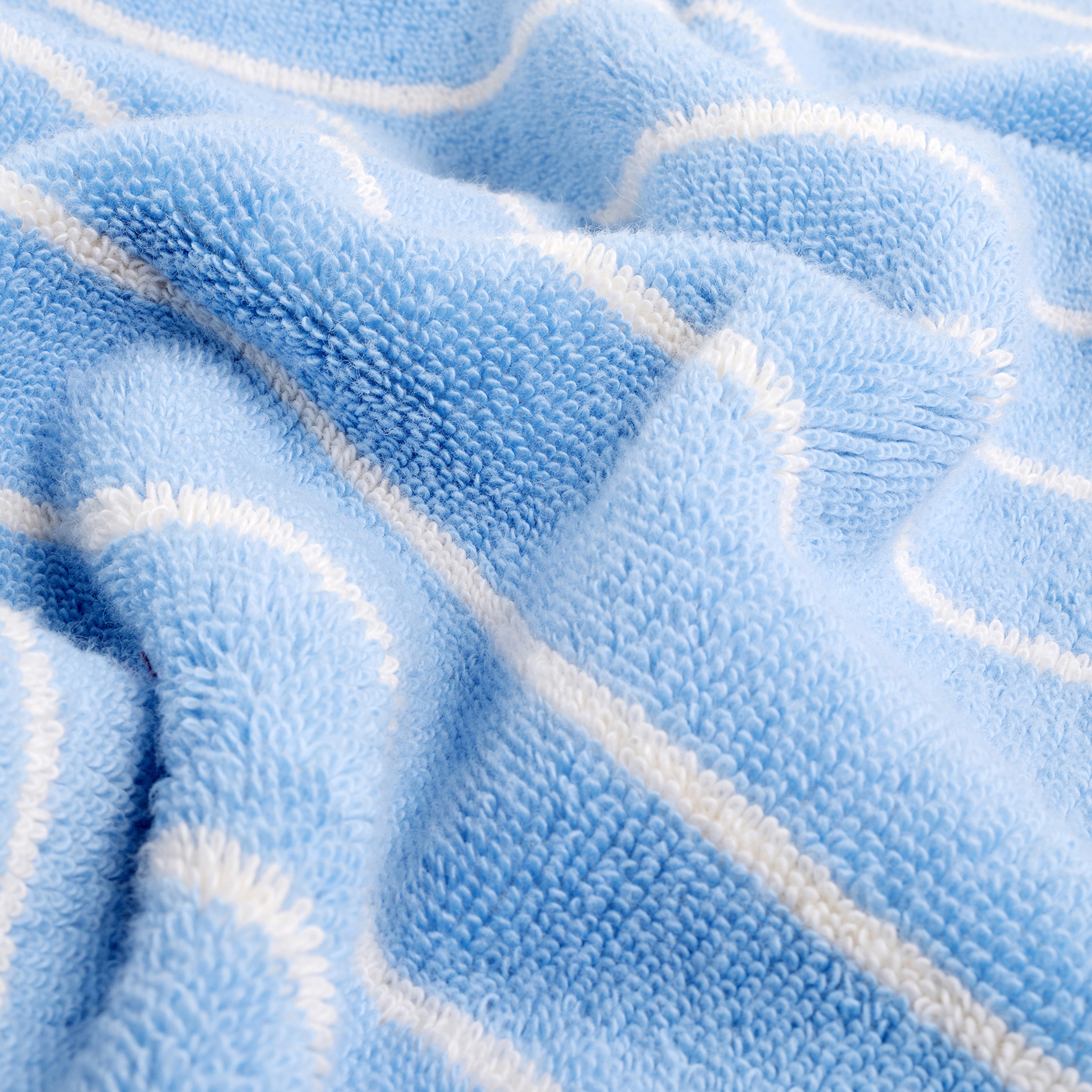 Solıd Geniş Çizgili İplik Boyalı Pamuk %100 Pamuk Yüz Havlusu 50x90 Cm Mavi