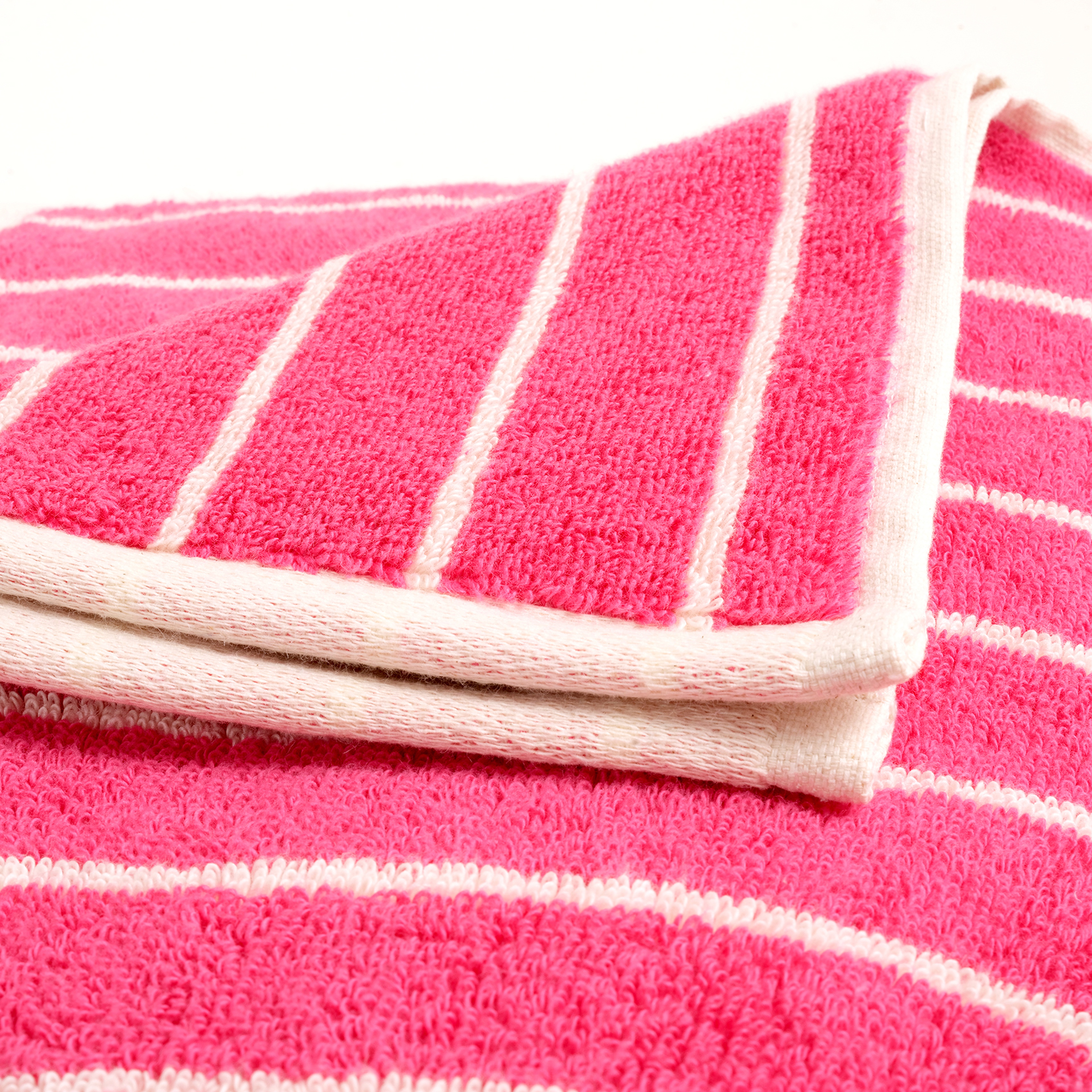 Solıd Geniş Çizgili İplik Boyalı Pamuk %100 Pamuk Banyo Havlusu 90x150 Cm Fuşya