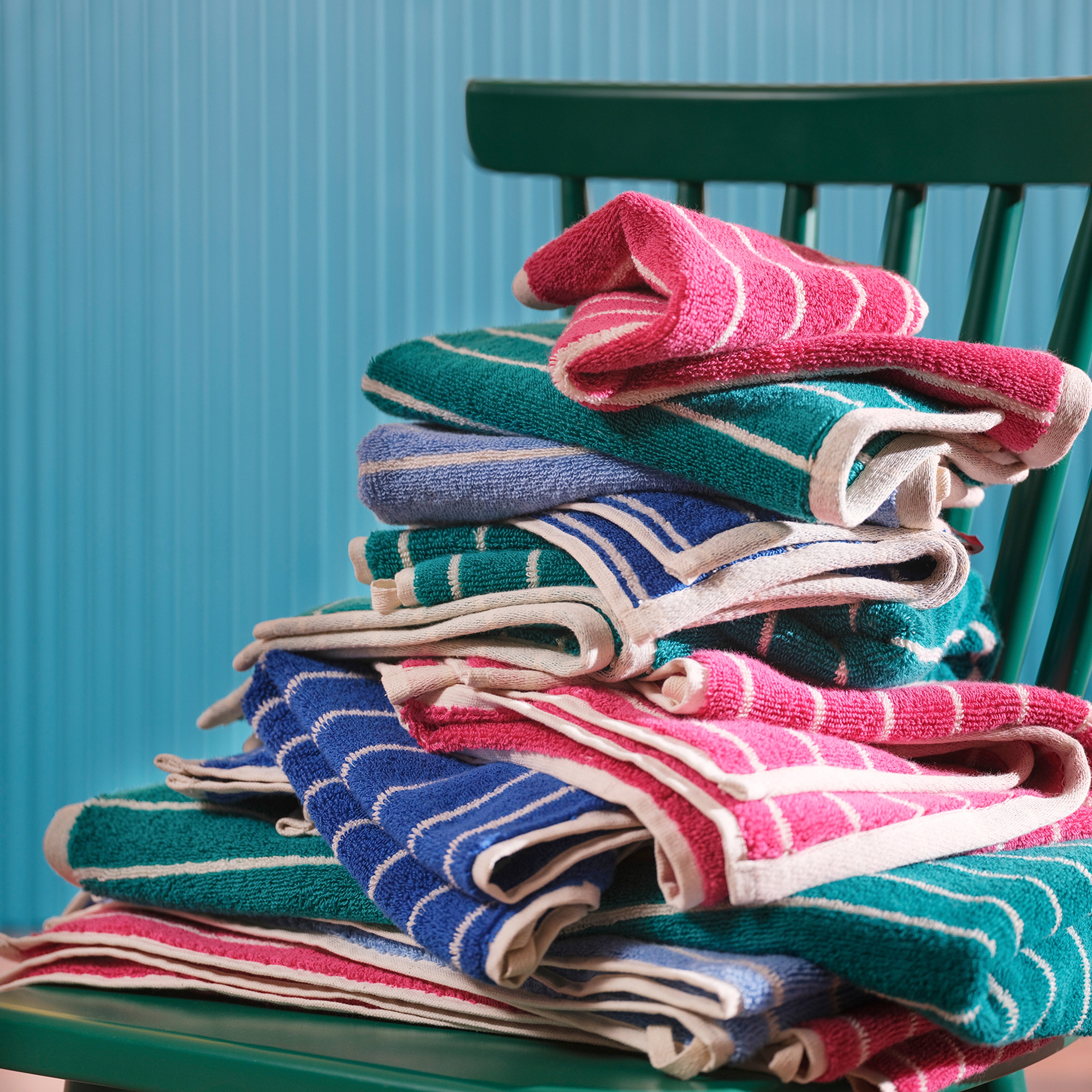 Solıd Geniş Çizgili İplik Boyalı Pamuk %100 Pamuk El Havlusu 30x50 Cm Koyu Yeşil