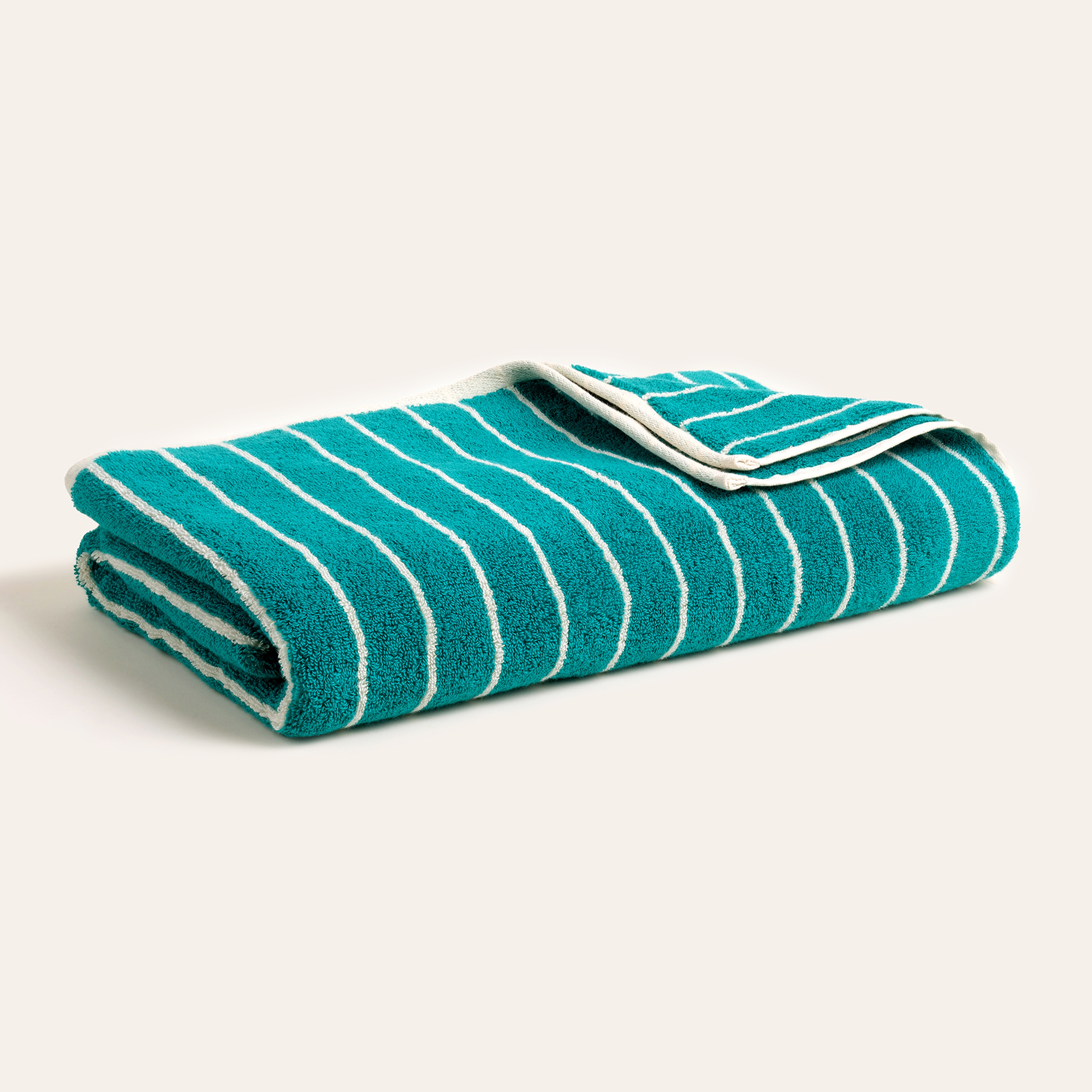 Solıd Geniş Çizgili İplik Boyalı Pamuk %100 Pamuk Banyo Havlusu 90x150 Cm Koyu Yeşil
